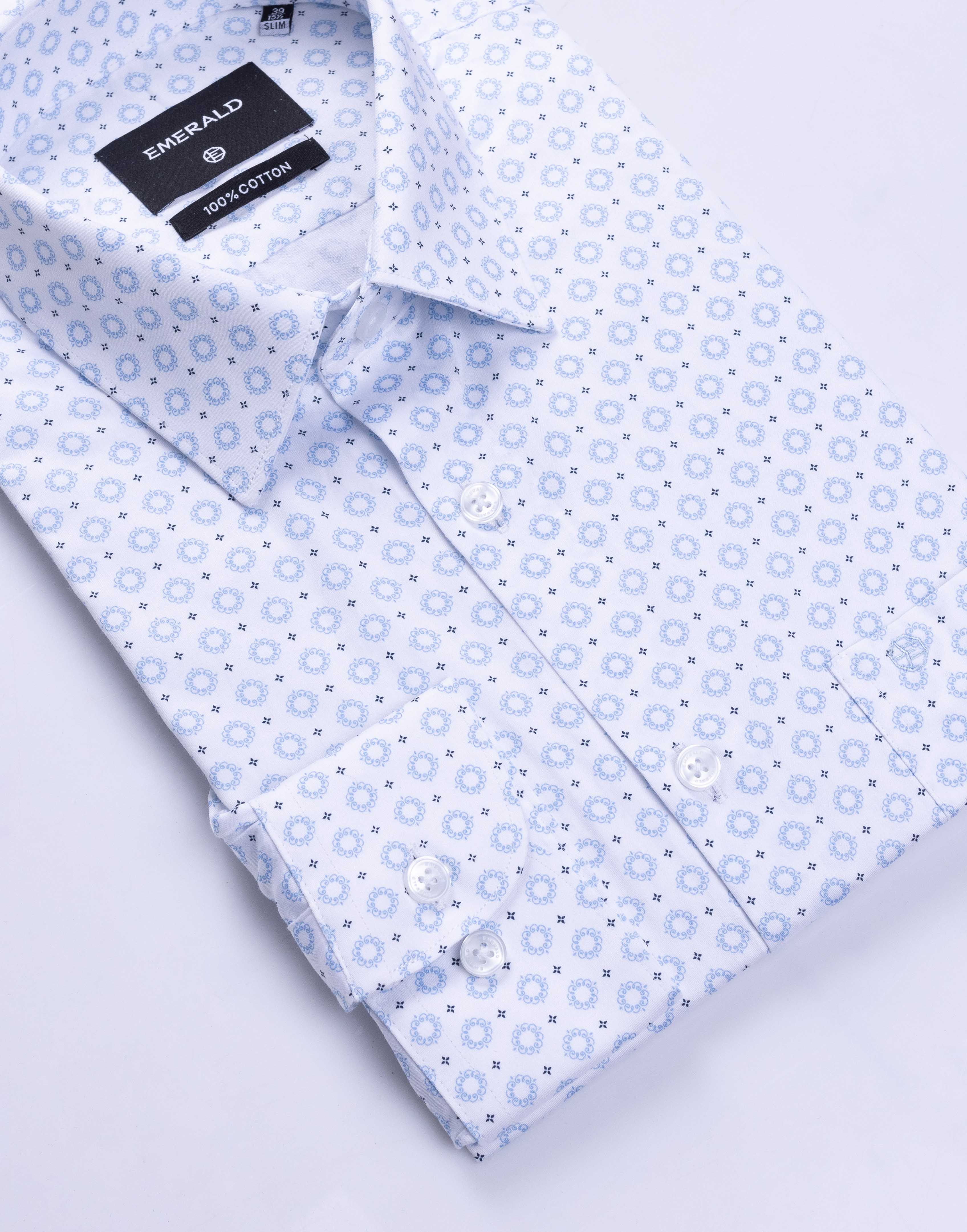 Emerald Formal Printed Slim Fit - Sky Blue