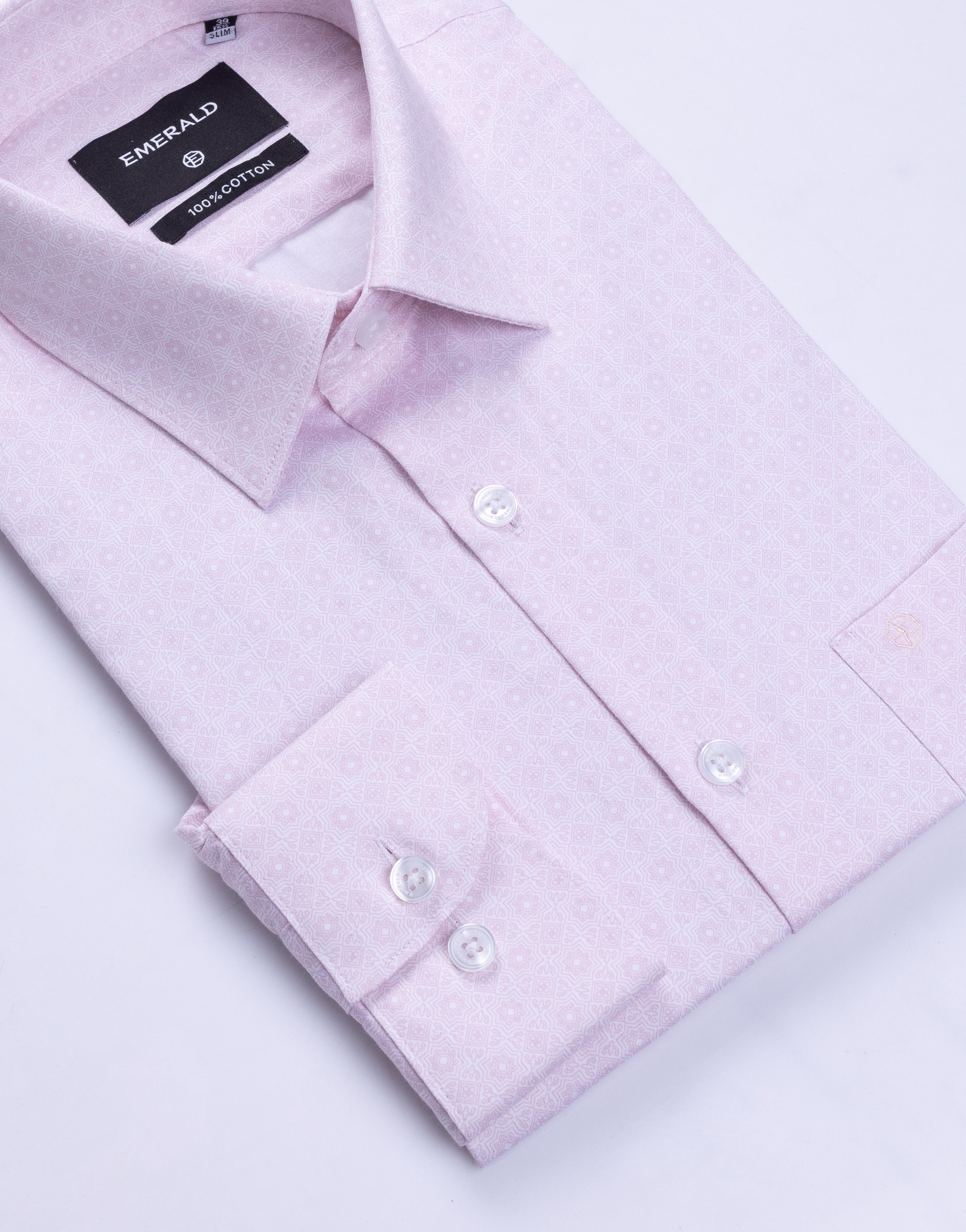 Emerald Formal Printed Slim Fit - Light Pink