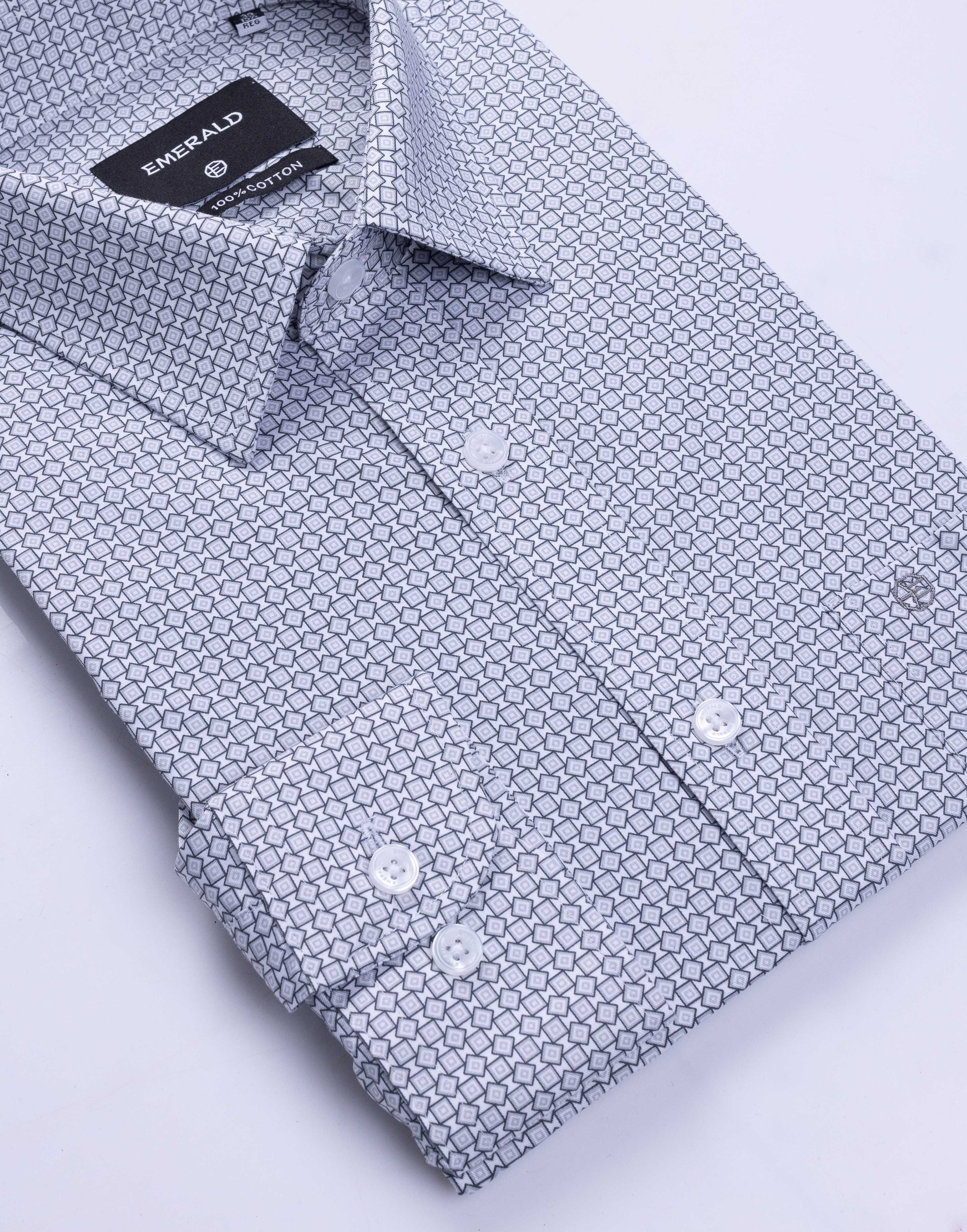 Emerald Formal Printed Regular Fit - Black