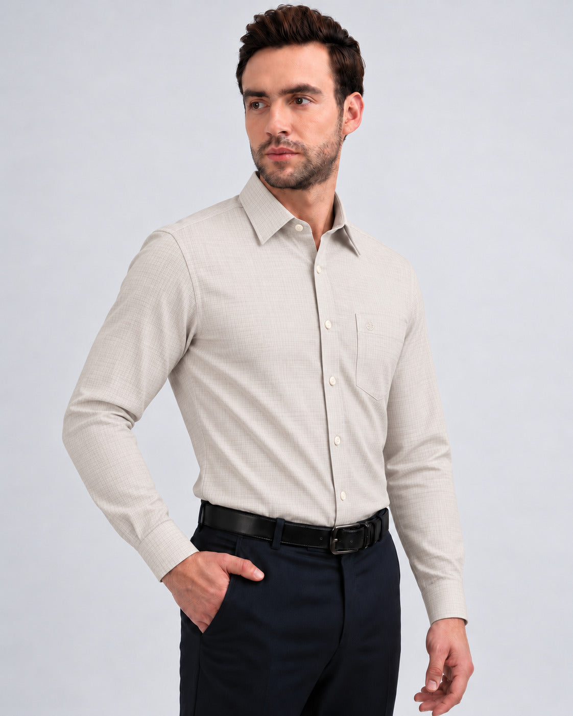Emerald Formal Fil A Fil Slim Fit - Wheat