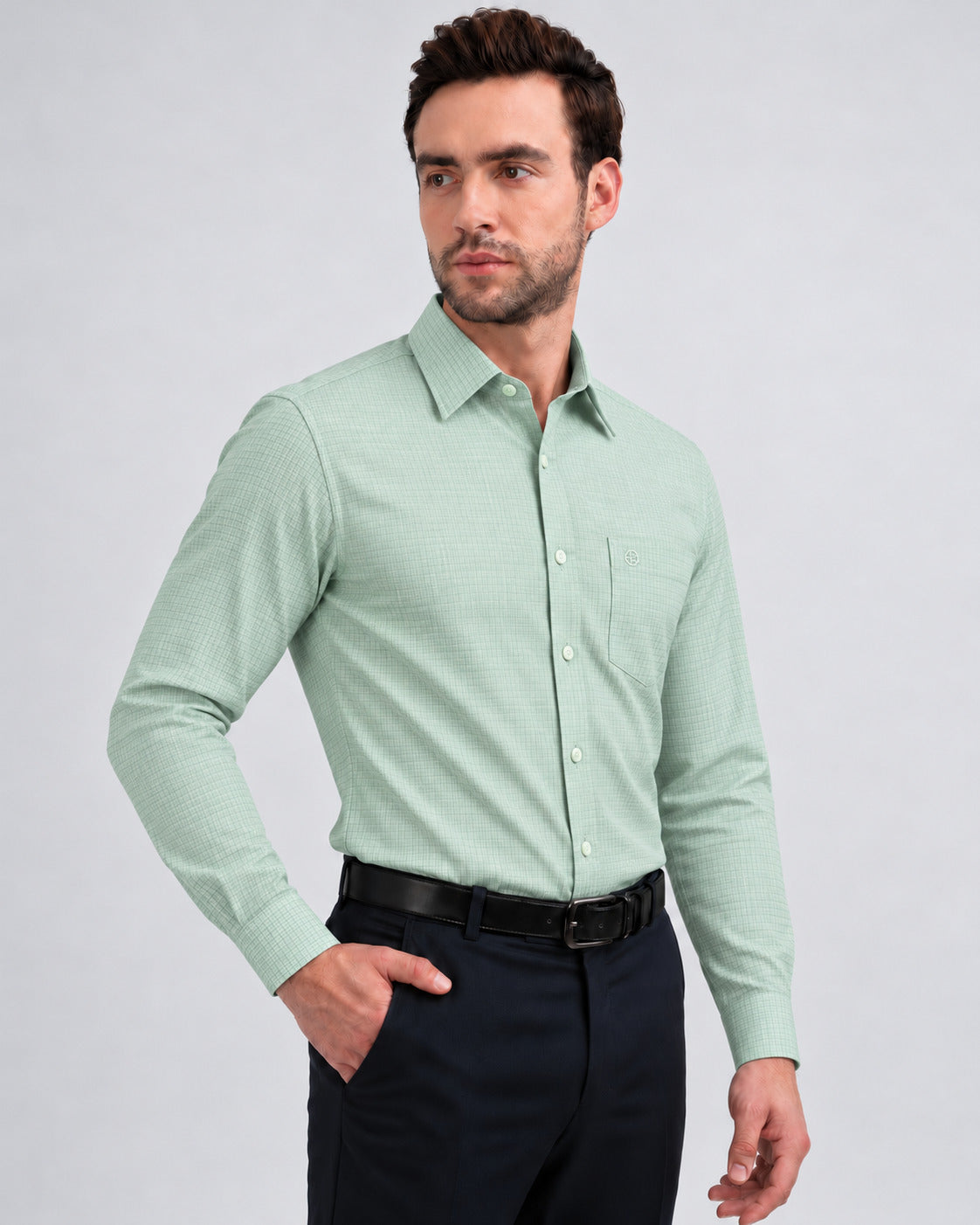 Emerald Formal Fil A Fil Slim Fit - Mineral Green