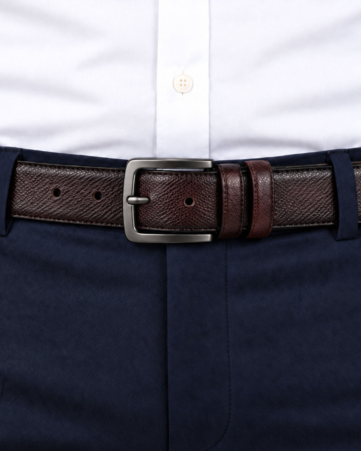 Emerald Shadow Edge Textured Belt – Brown