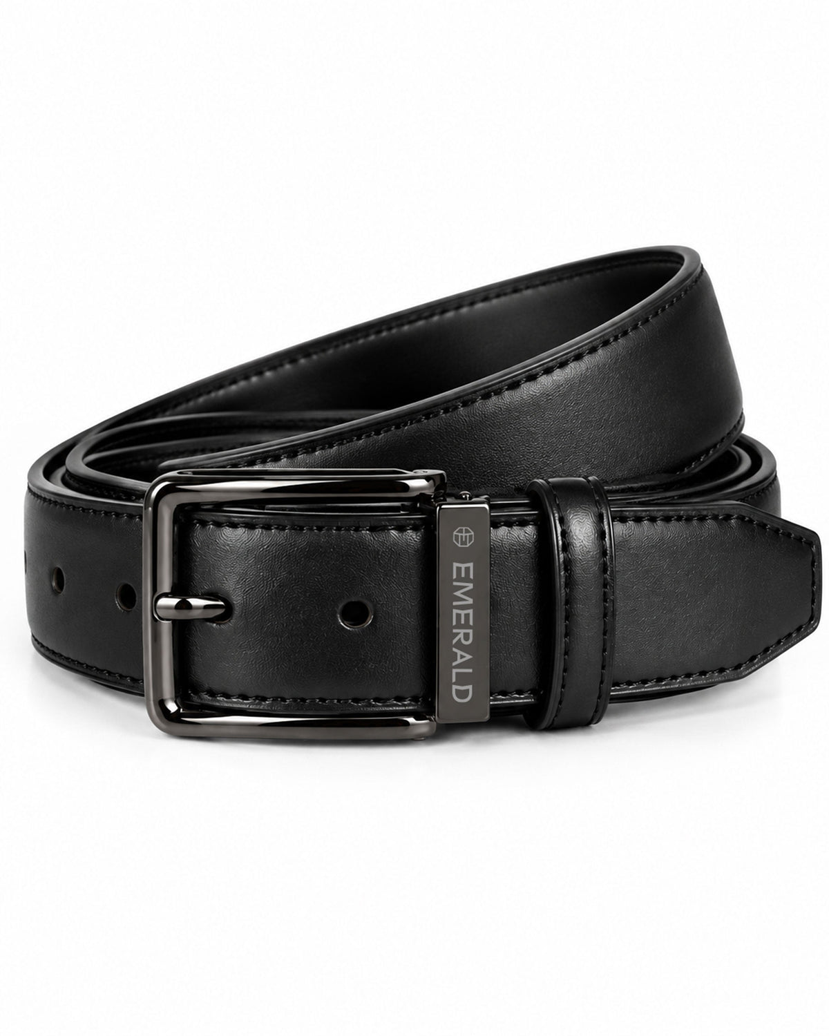 Emerald Classic Black Leather Belt