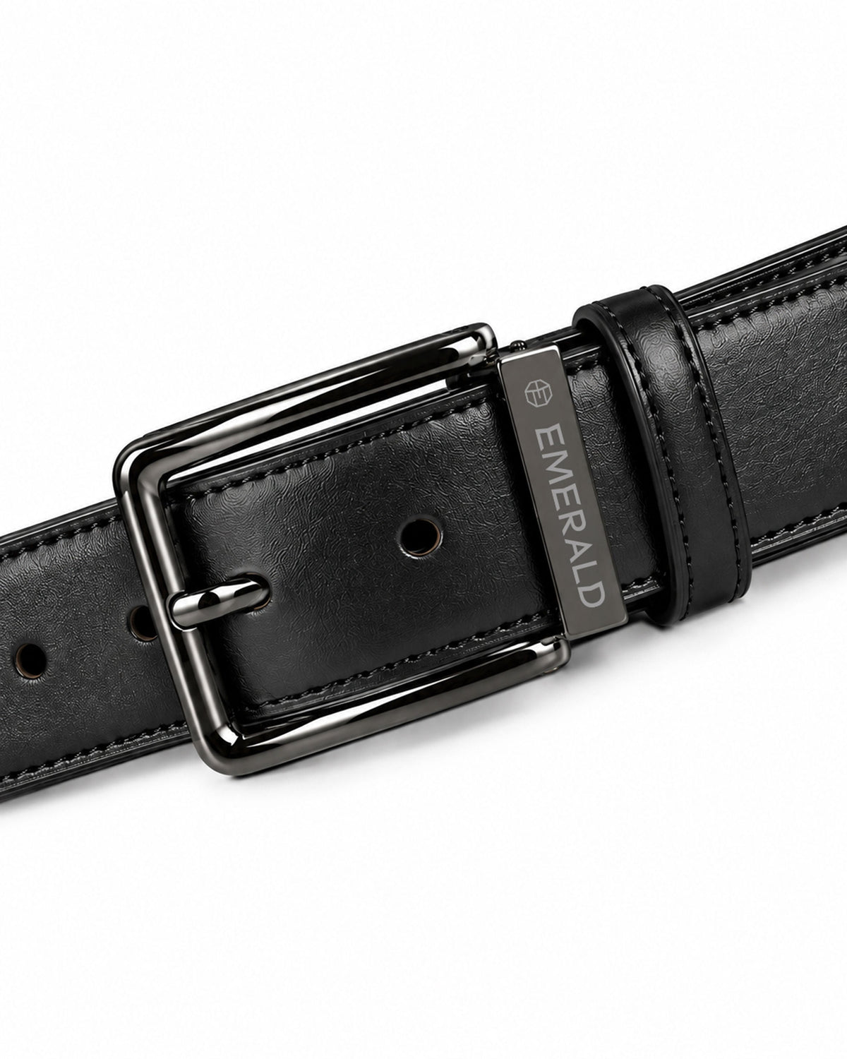 Emerald Classic Black Leather Belt