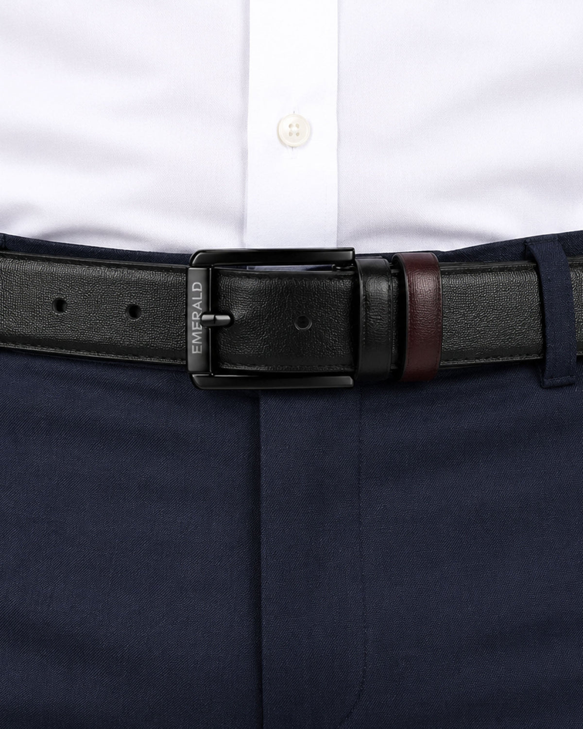 Emerald Reversible Leather Belt – Black & Brown