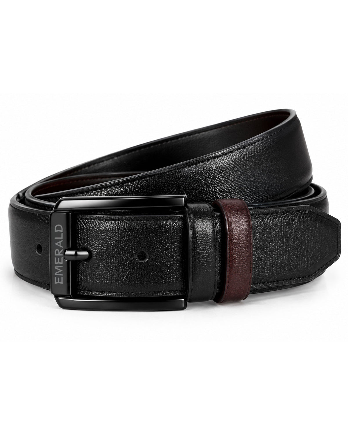 Emerald Reversible Leather Belt – Black & Brown