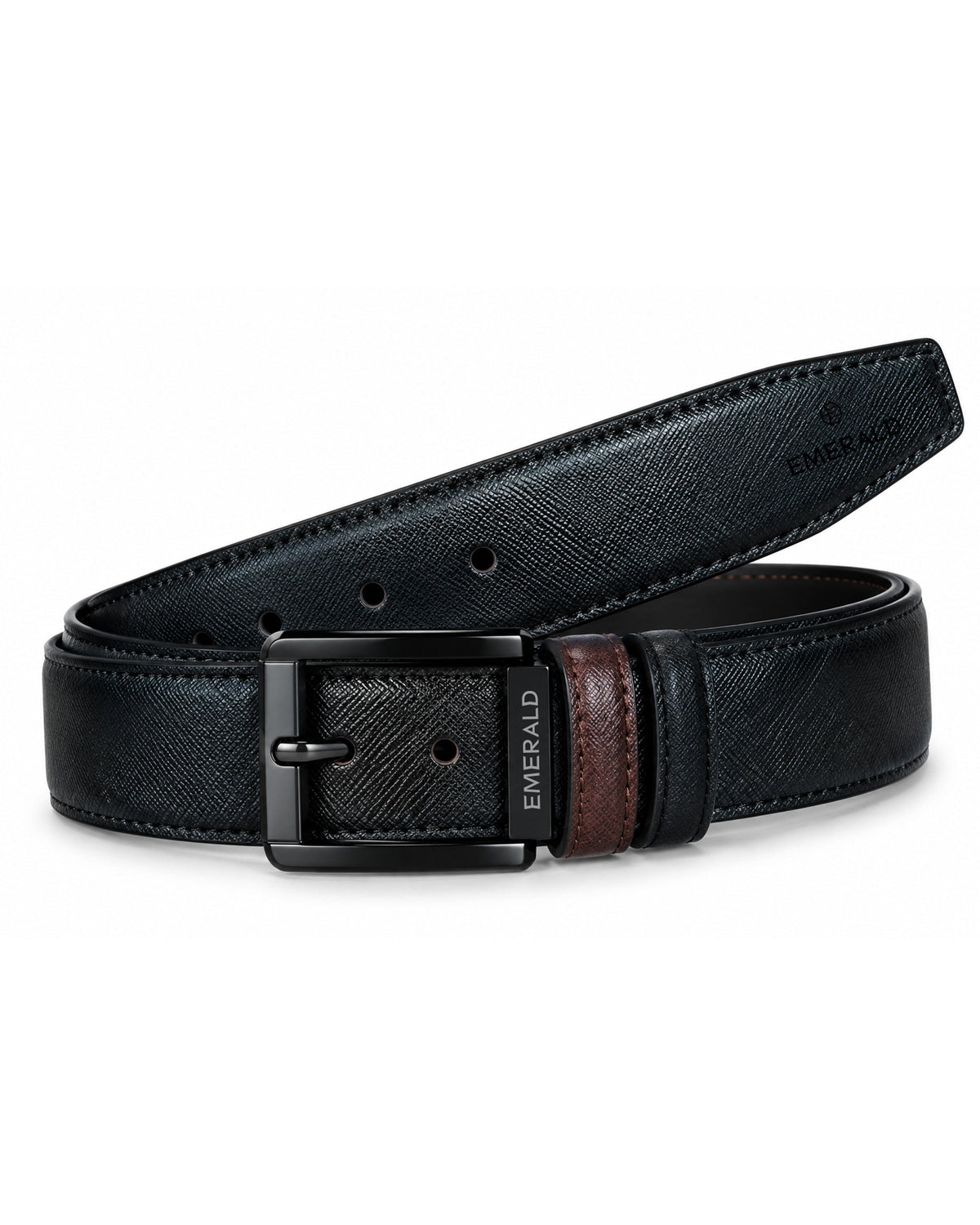 Emerald Black & Maroon Textured Reversible Belt