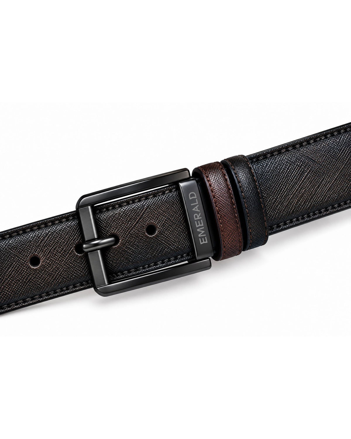 Emerald Black & Maroon Textured Reversible Belt