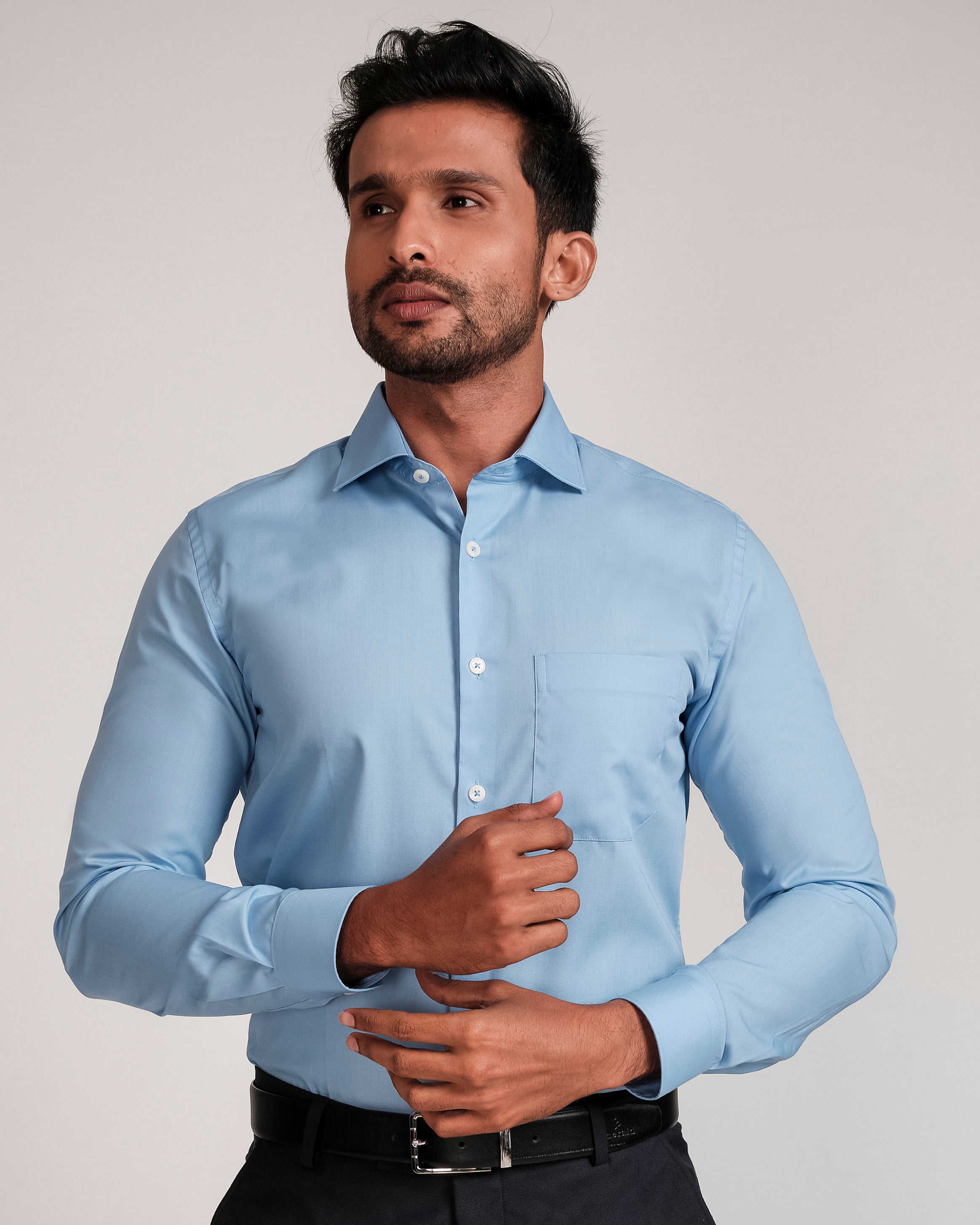 Emerald Majesty Plain Slim Fit-Vista Blue