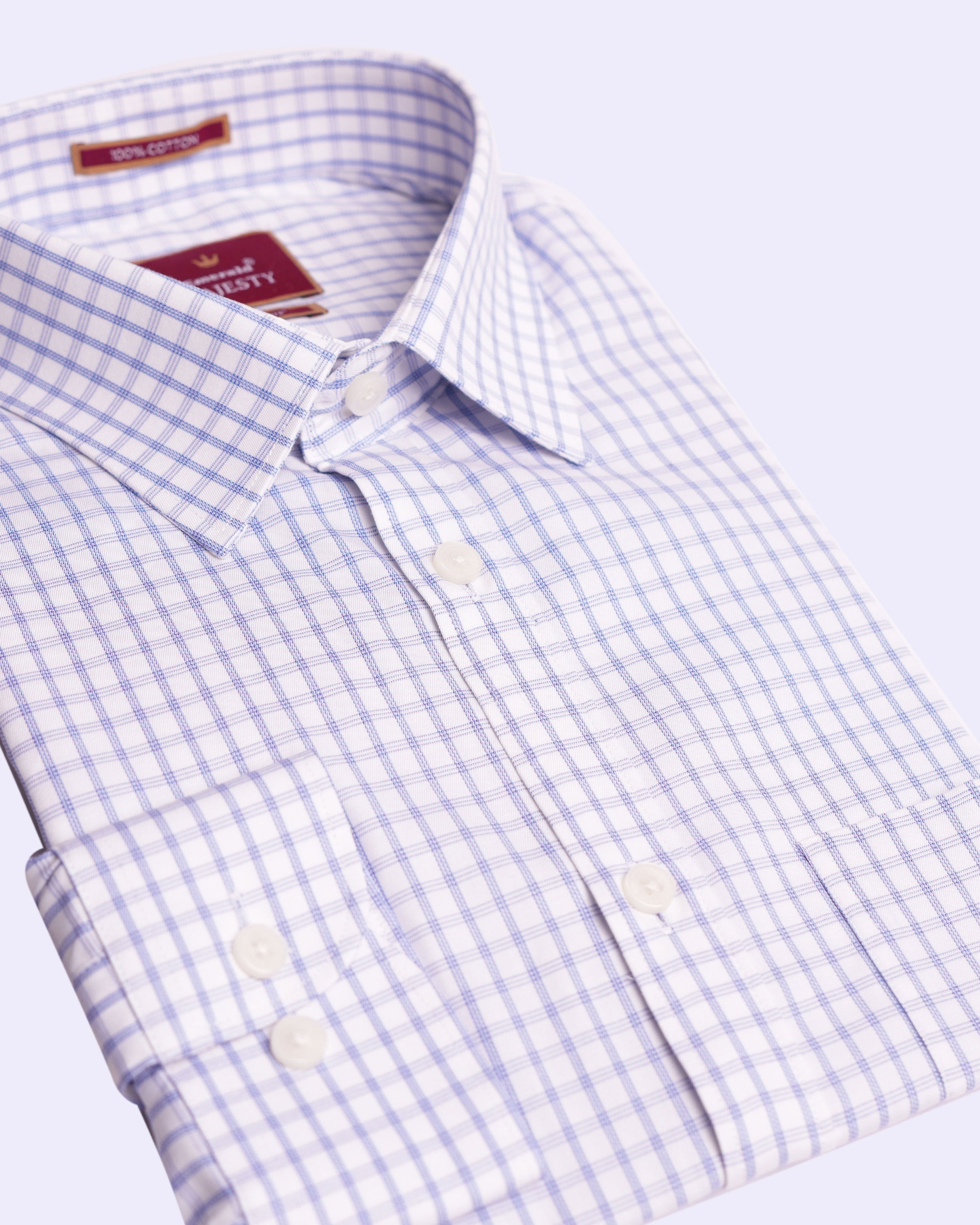 Emerald Majesty Checks Slim Fit - Dream Blue
