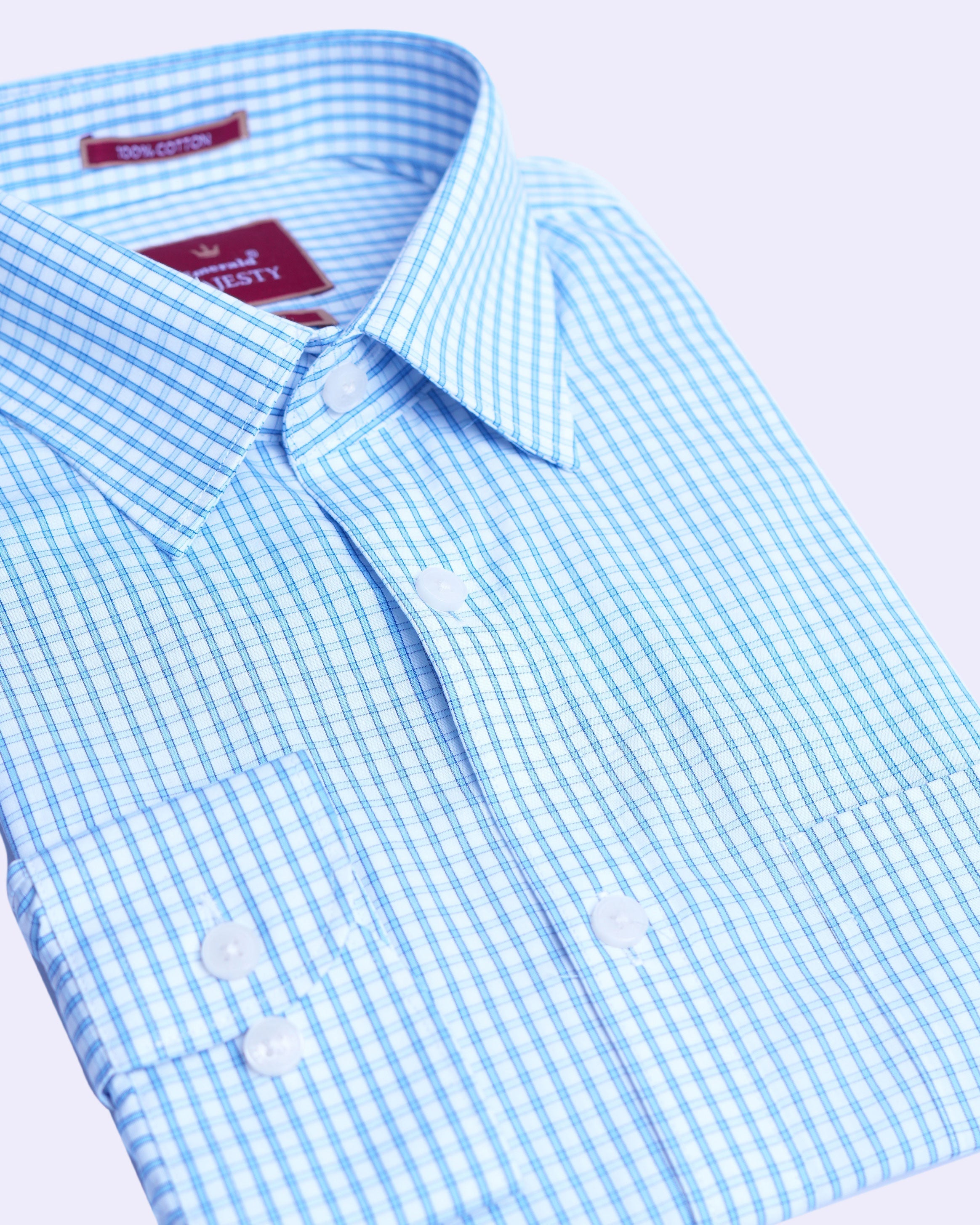Emerald Majesty Checks Slim Fit - Cashmere Blue