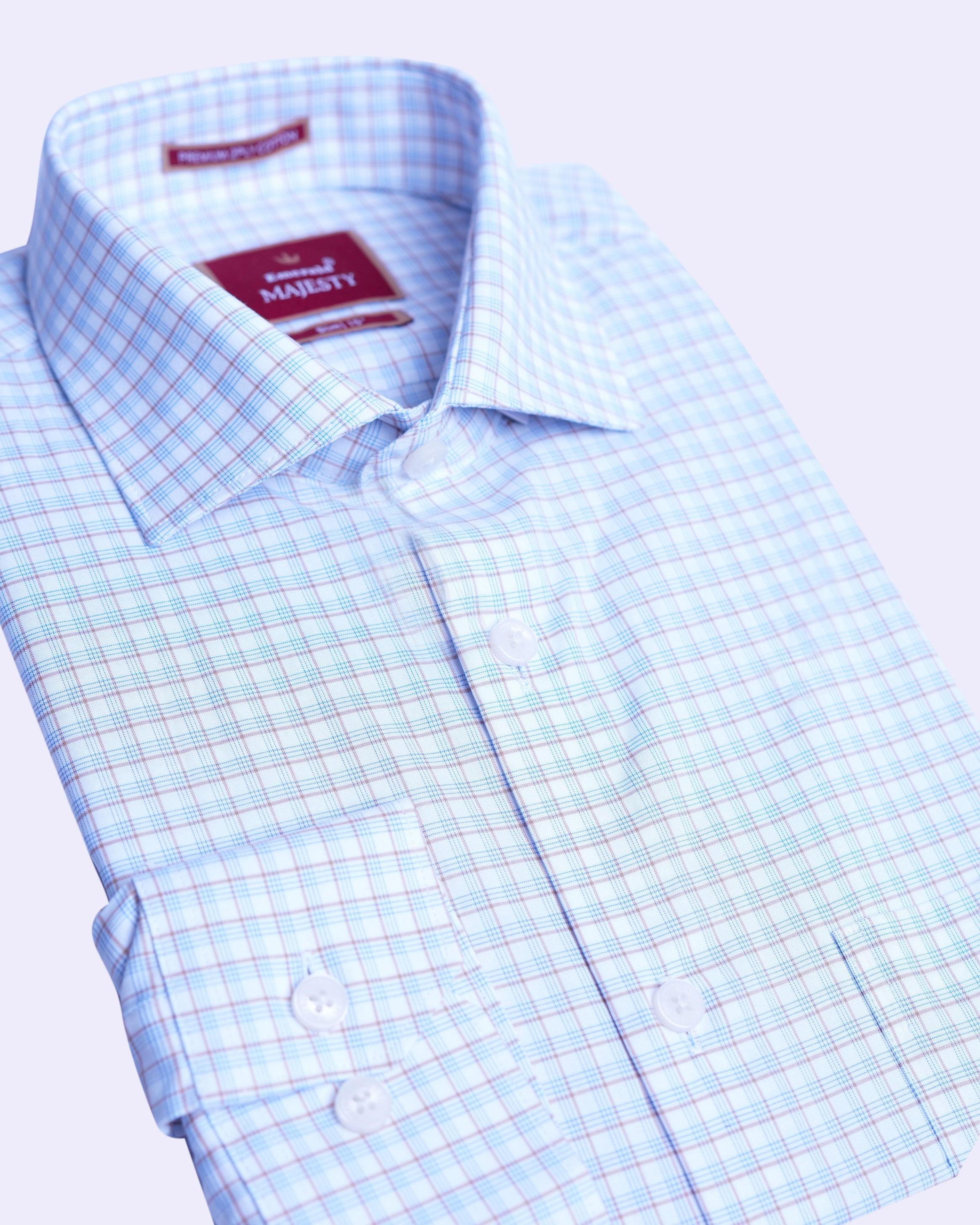 Emerald Majesty Checks Slim Fit - Vista Blue