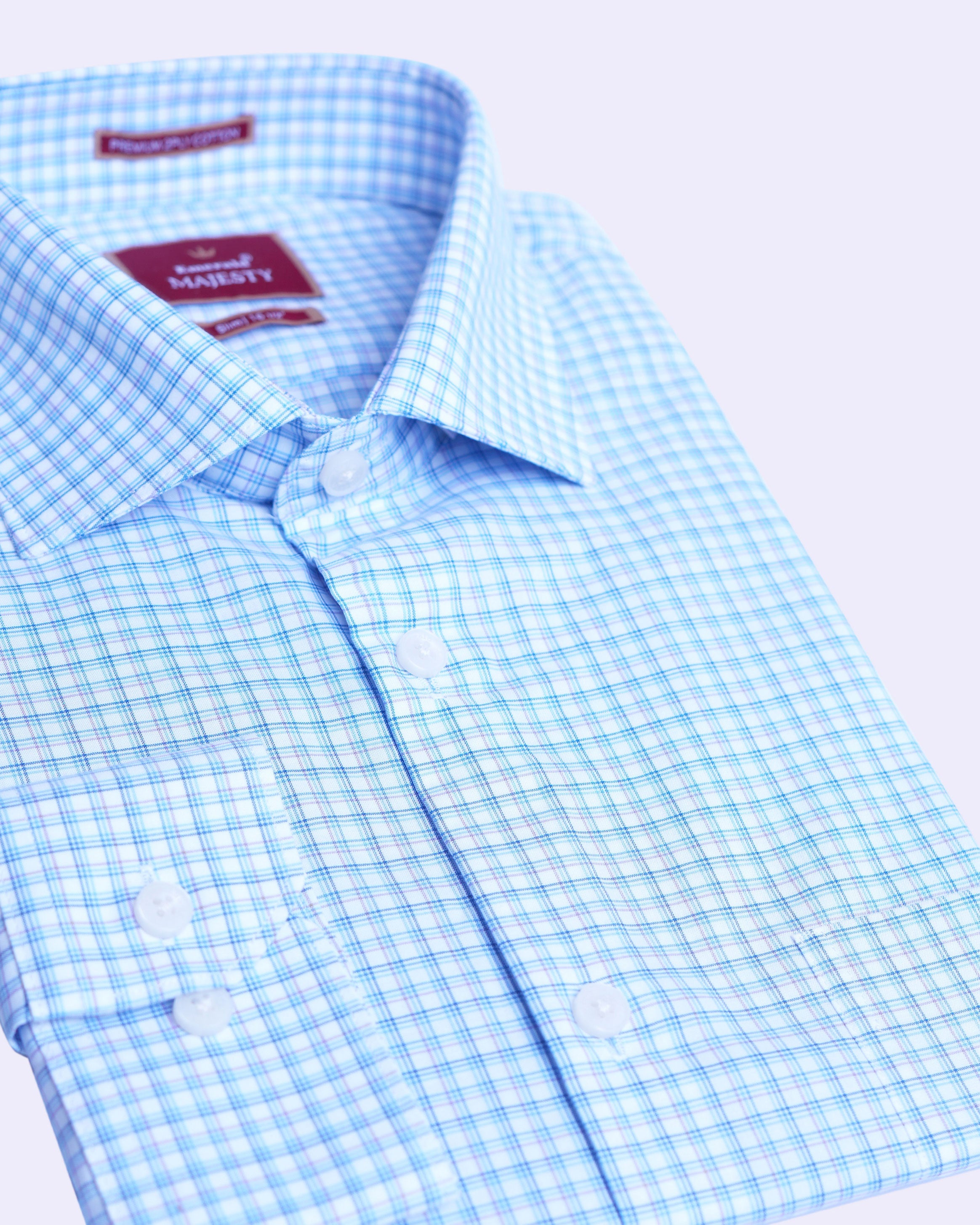 Emerald Majesty Checks Slim Fit - Lilac Chiffon