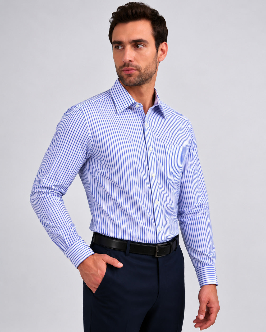 Emerald Majesty Stripe Regular Fit - Methly Blue