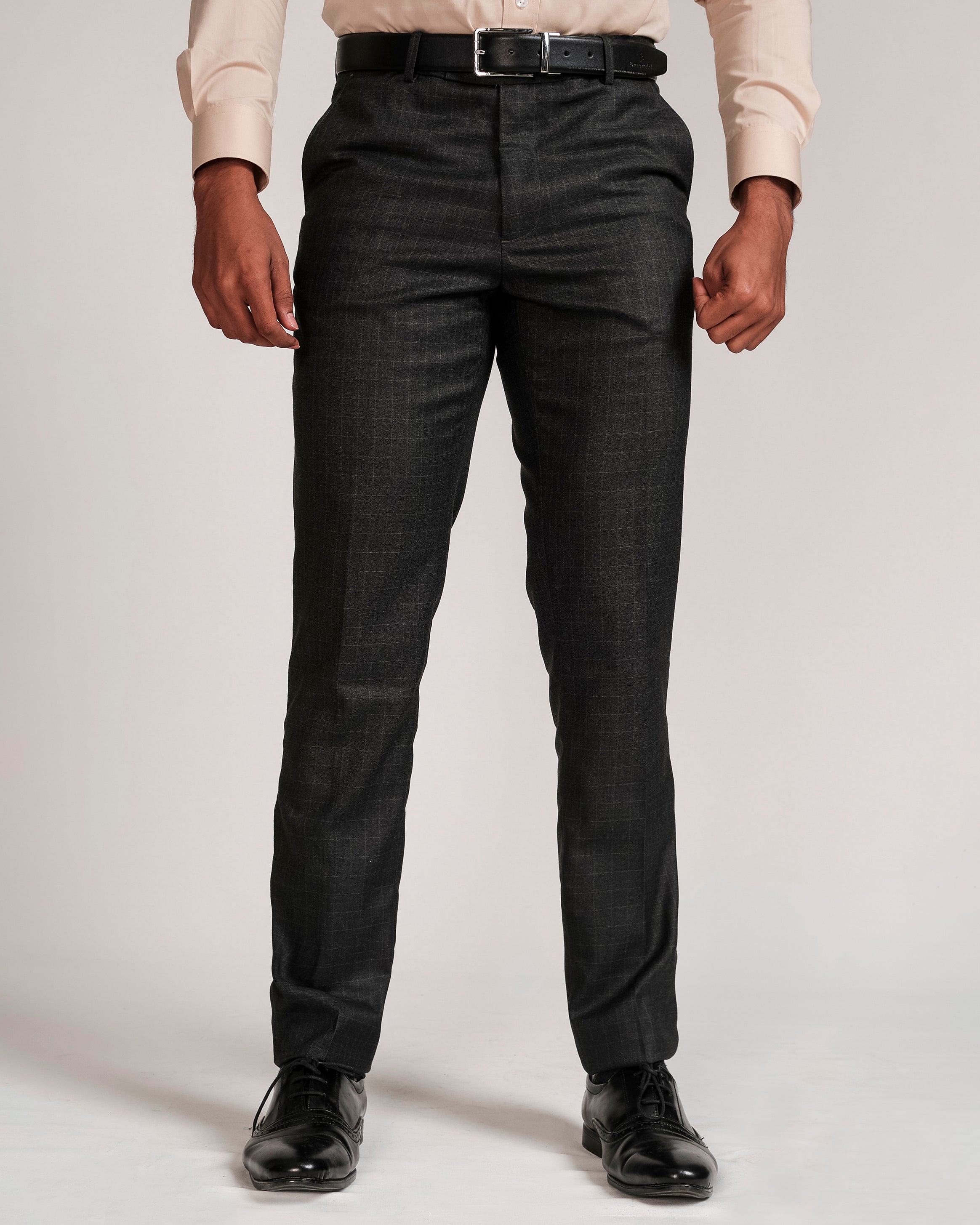 Emerald Trouser Checks Class One Tapered Fit-Iron