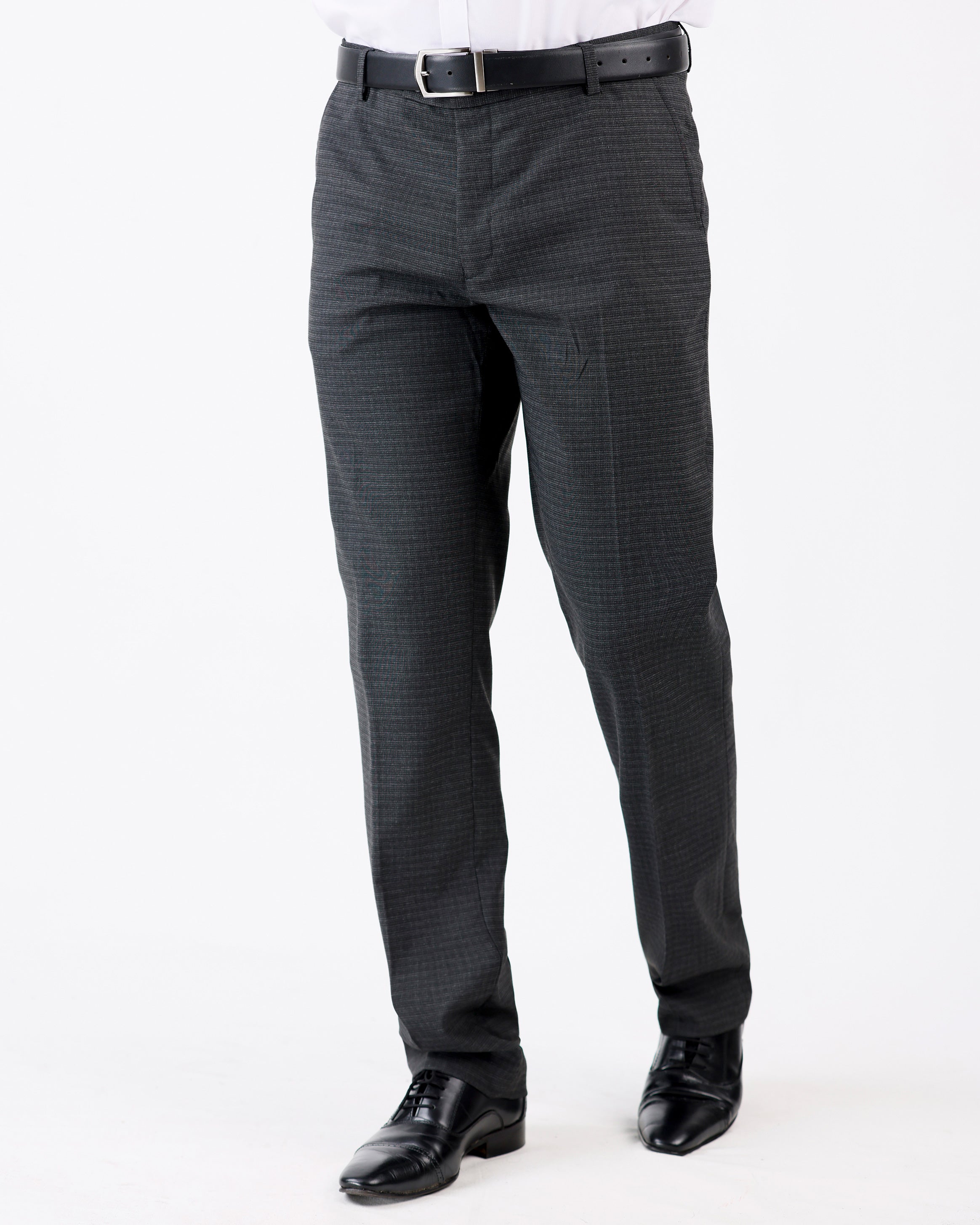 Emerald Formal Trouser Checks Slim Fit-Black