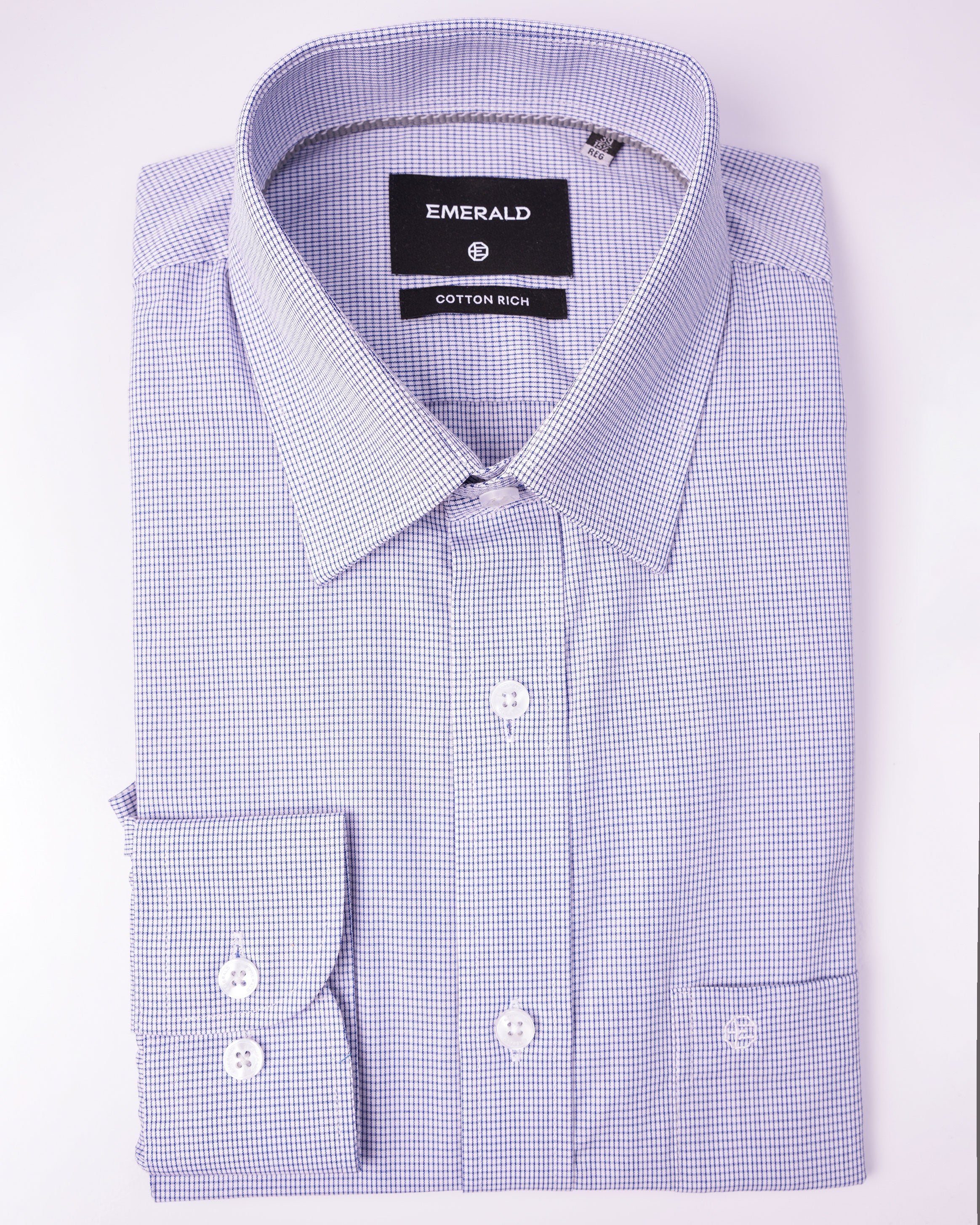 EMERALD FORMAL MICRO CHECKS REGULAR FS-Baby Blue