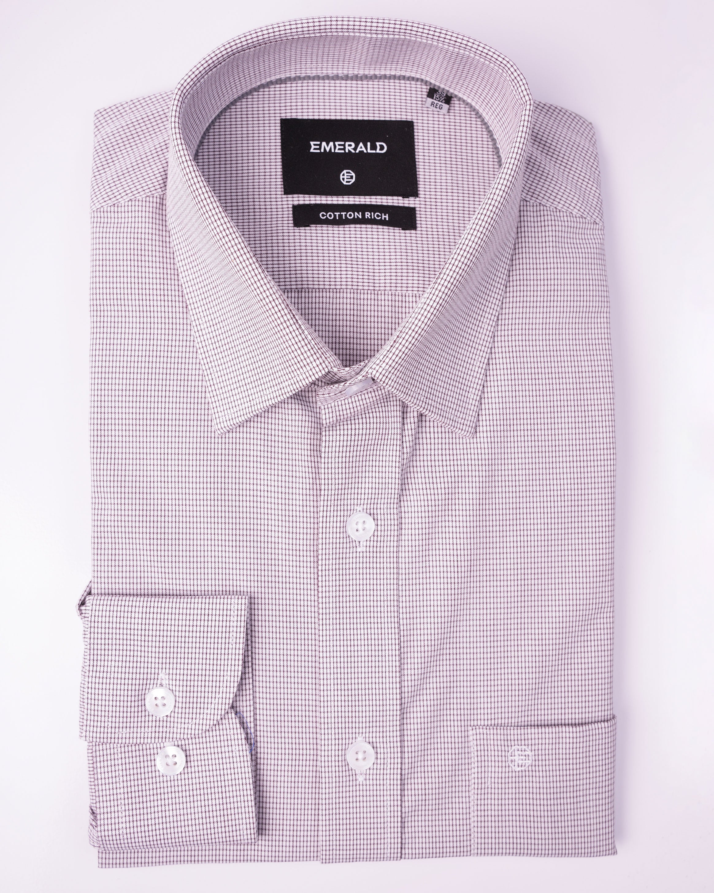 EMERALD FORMAL MICRO CHECKS REGULAR FS-Brown Macaroon