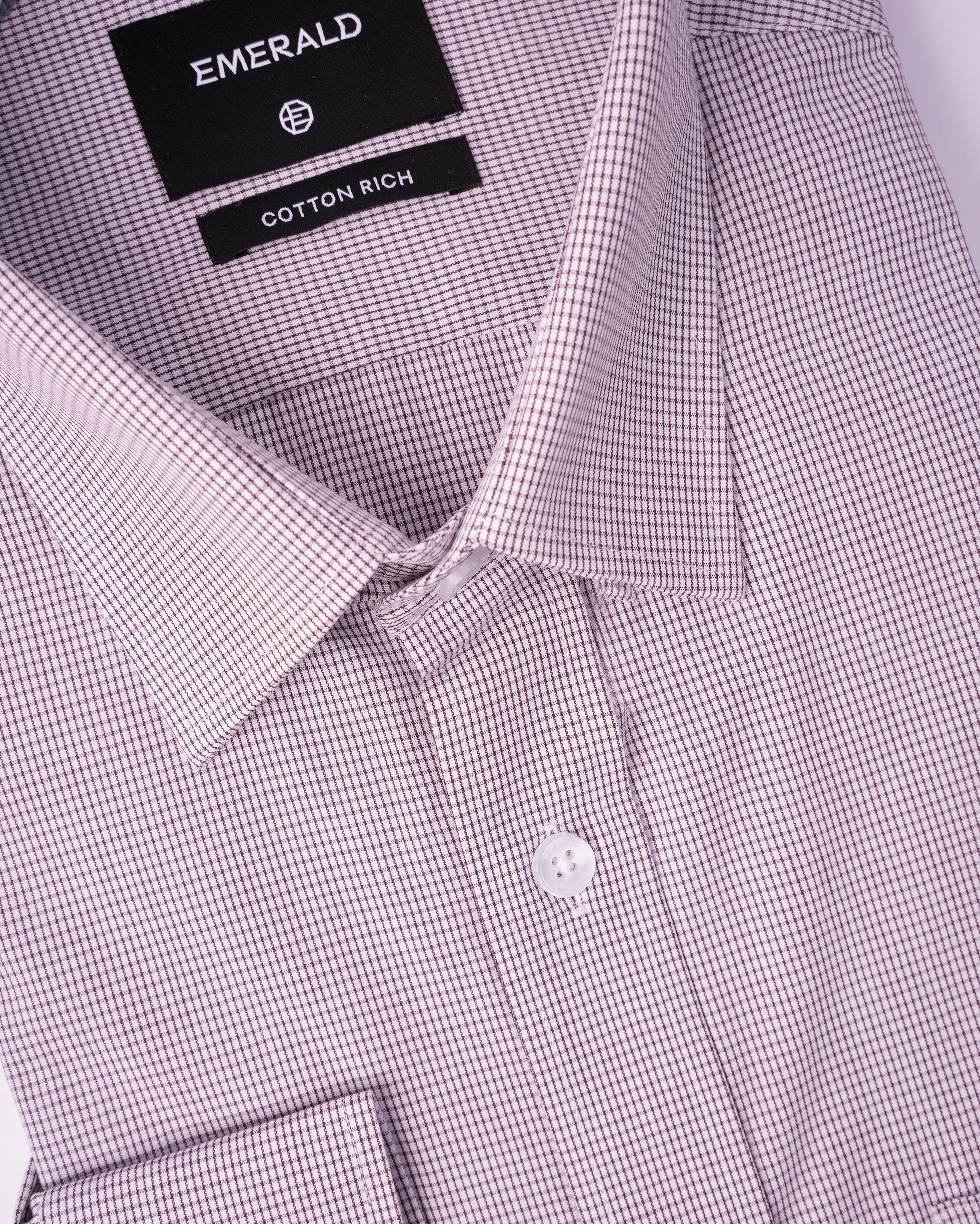 EMERALD FORMAL MICRO CHECKS REGULAR FS-Brown Macaroon