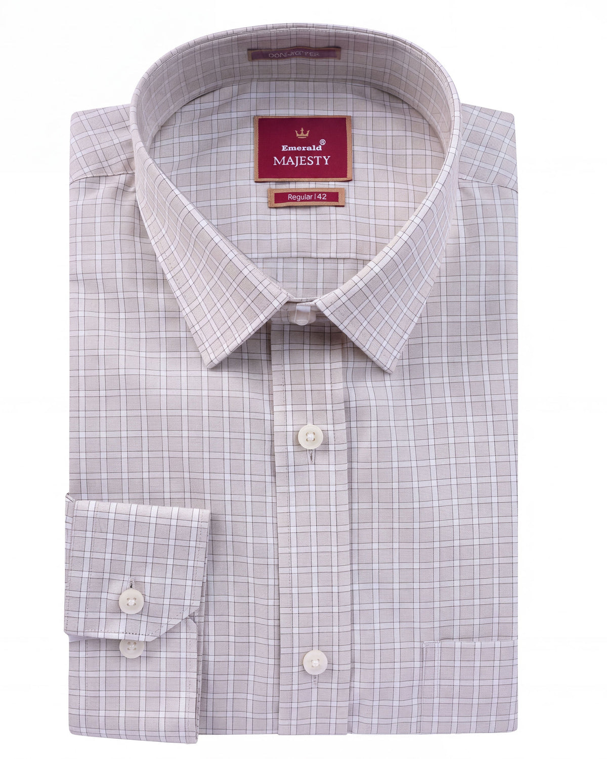 Majesty Checks Regular Fit - Brown Tane