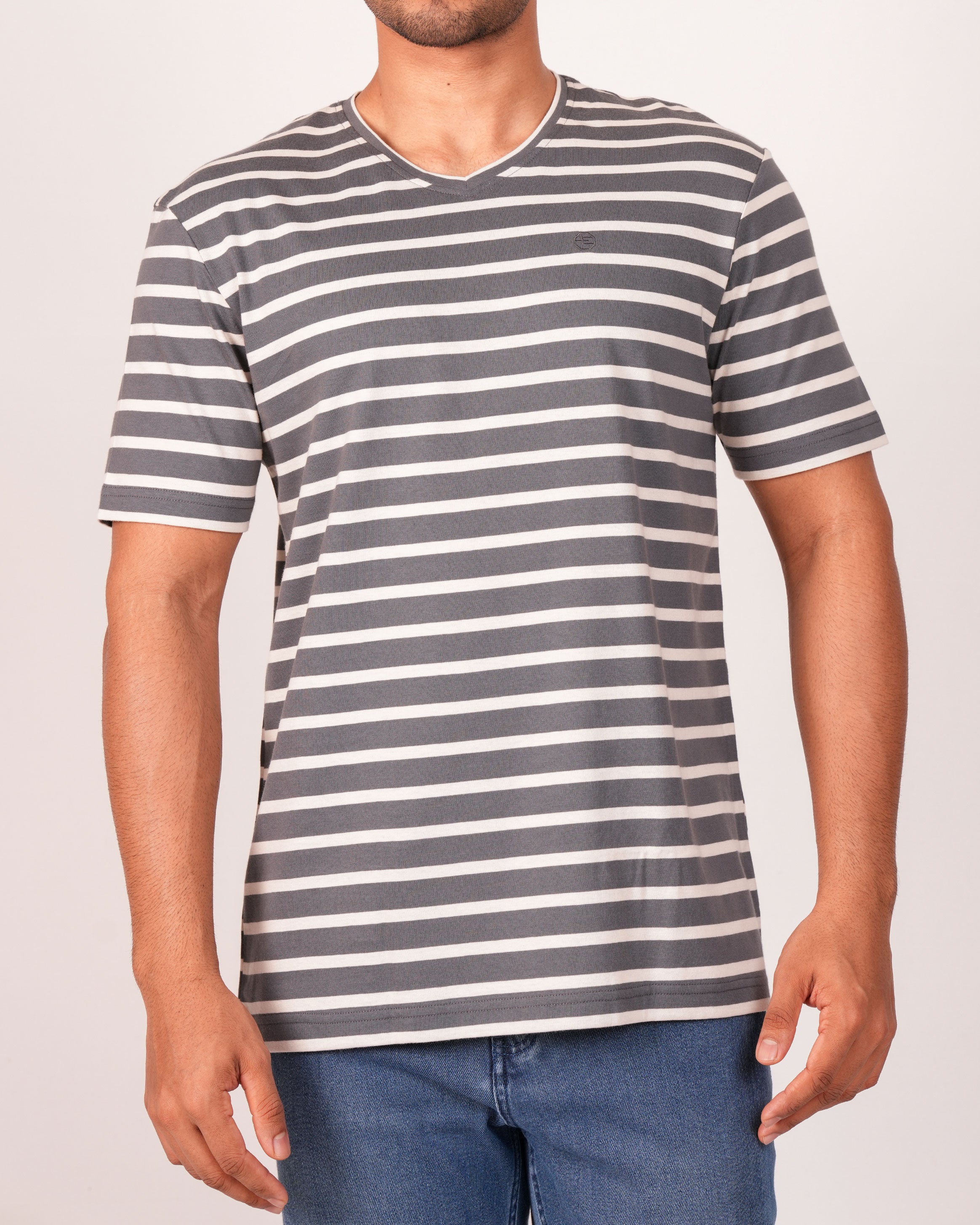 Emerald  V Neck Slim Fit- Charcoal