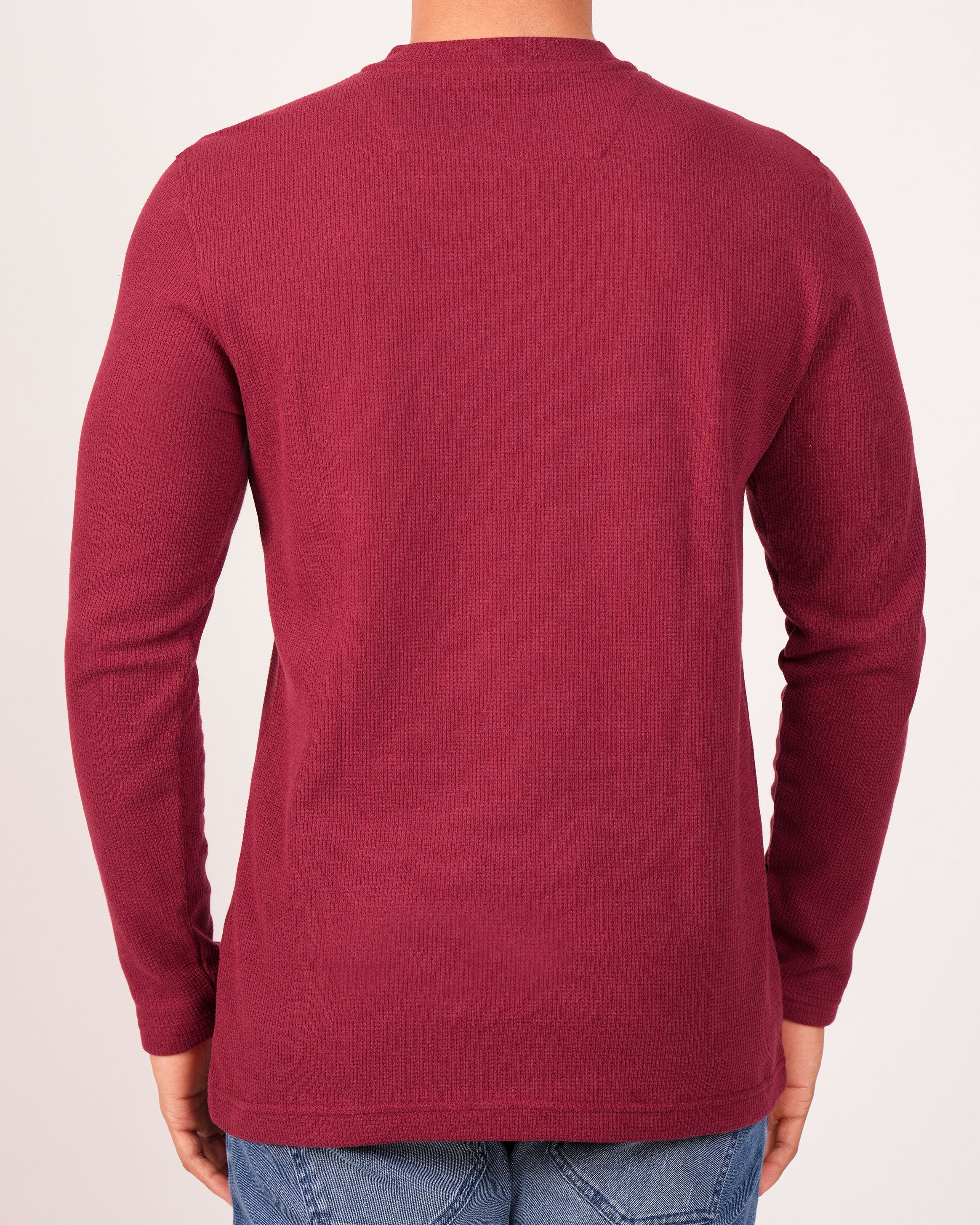 Emerald Henley Dobby Slim Fit-Persian Red