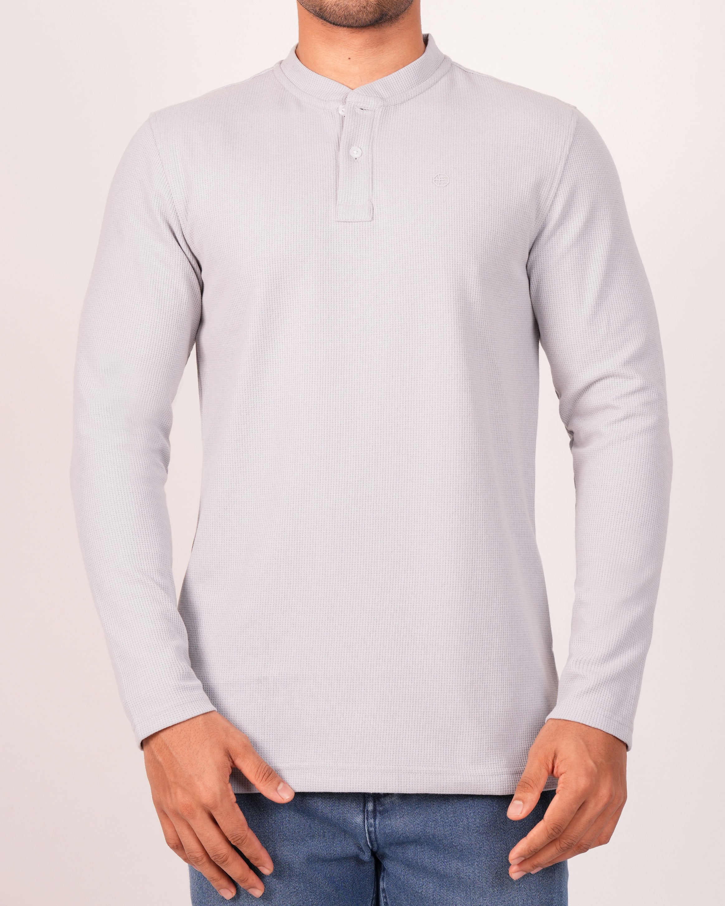 Emerald Henley Dobby Slim Fit-Ash