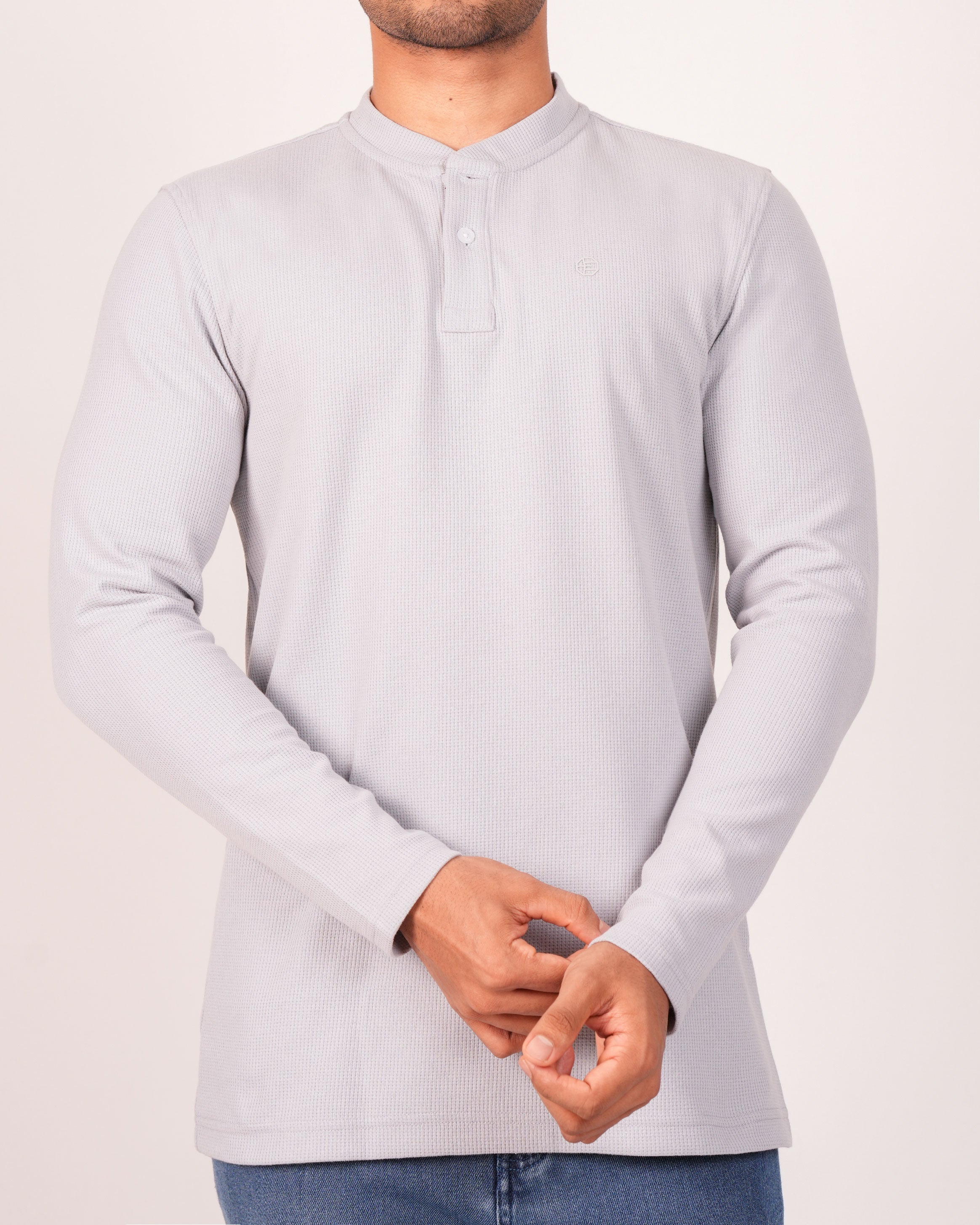 Emerald Henley Dobby Slim Fit-Ash