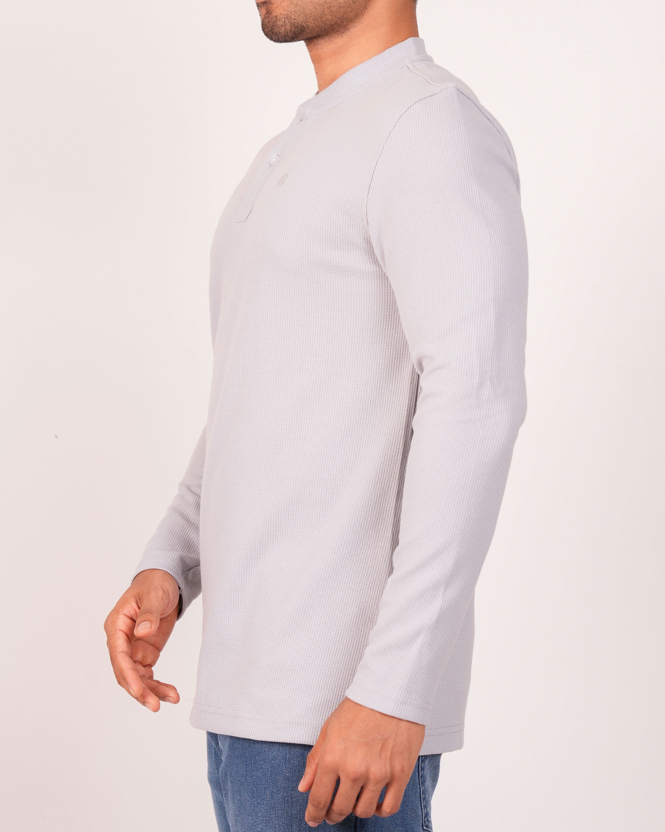 Emerald Henley Dobby Slim Fit-Ash