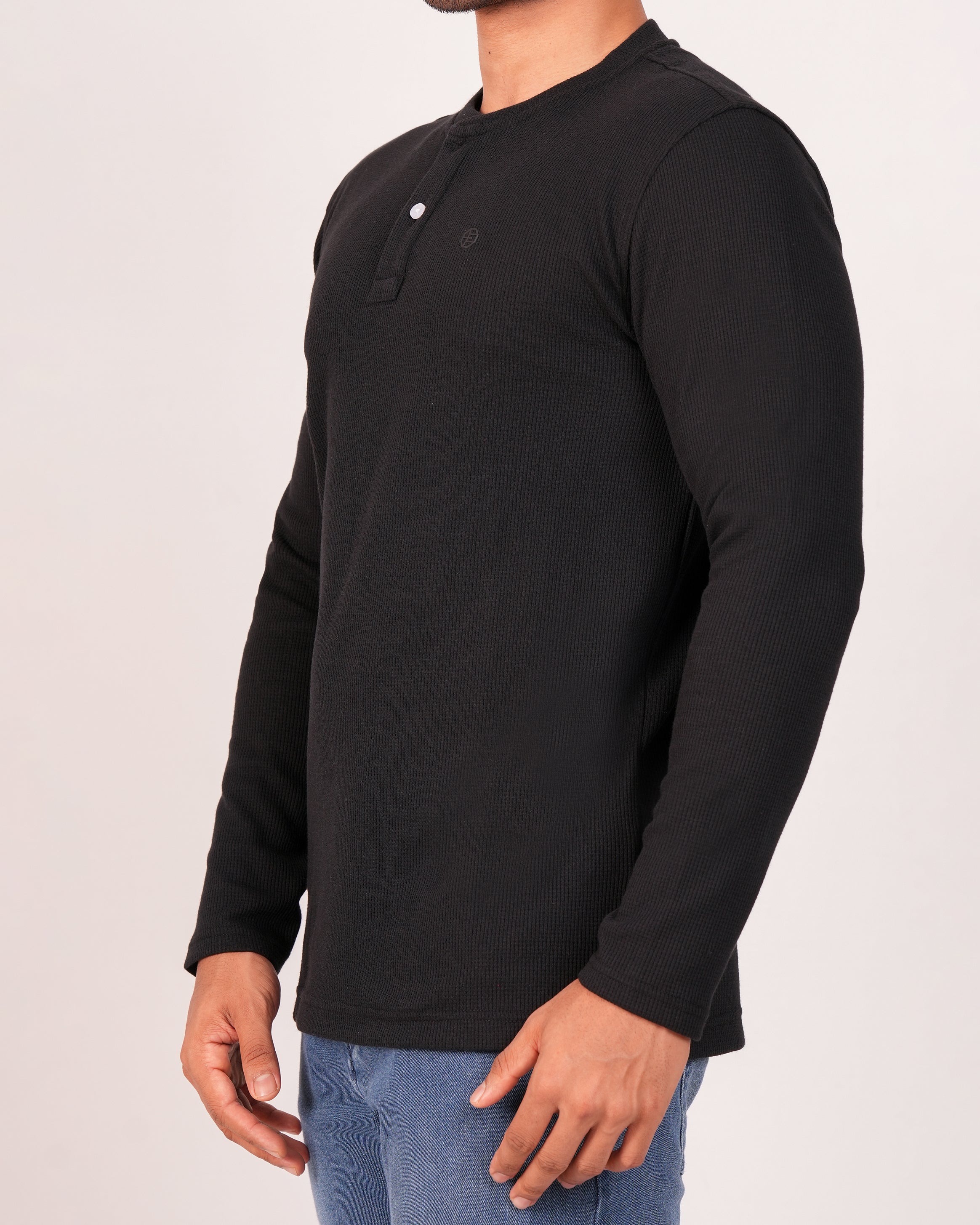 Emerald Henley Dobby Slim Fit-Black