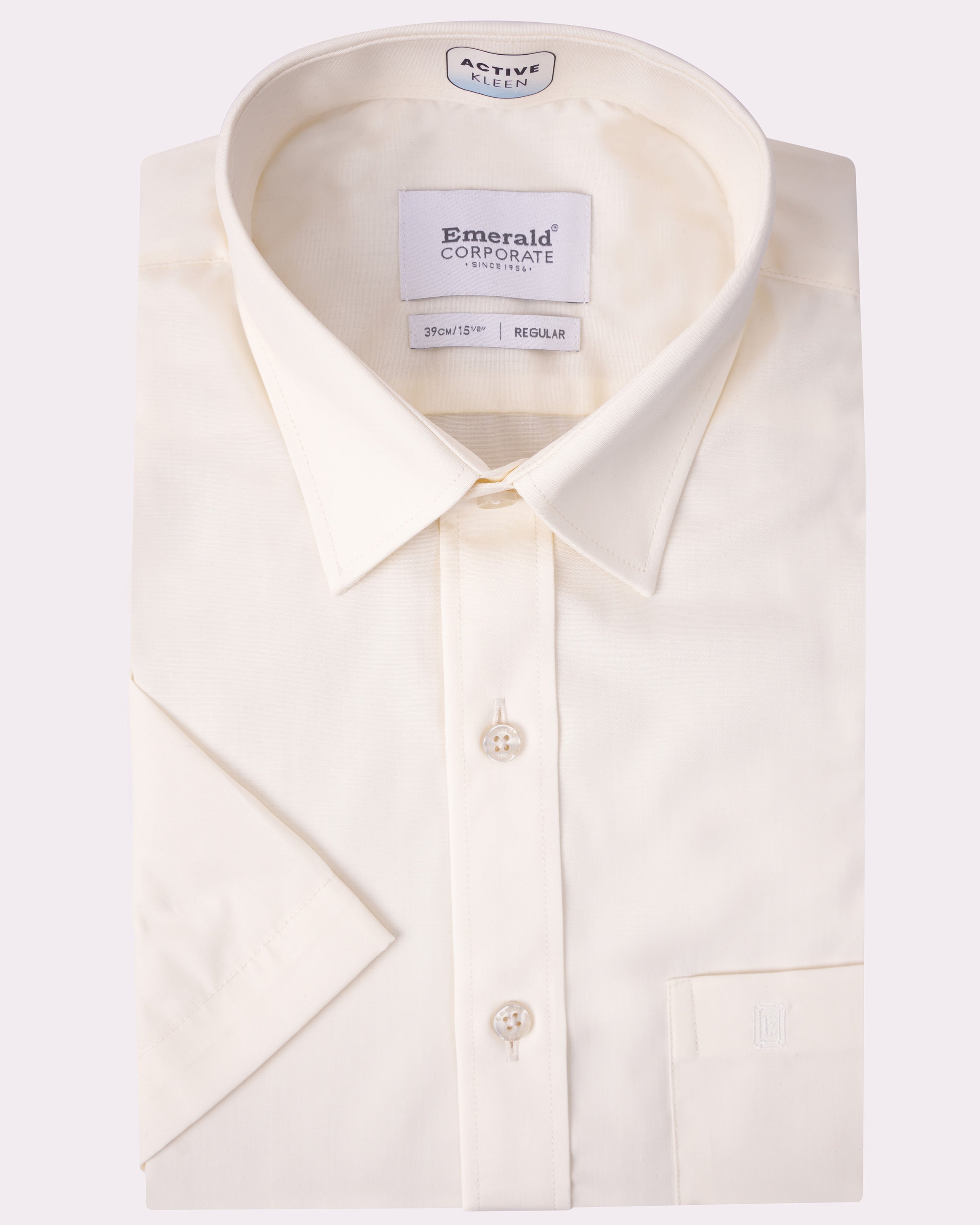 Emerald Corporate Plain Active Kleen Regular Fit-Vanilla
