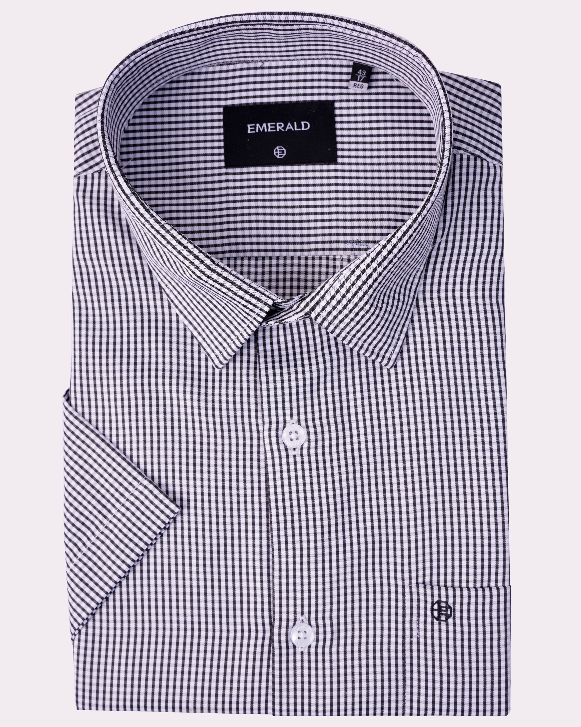 Emerald Corporate Checks Regular Fit-Black Inck