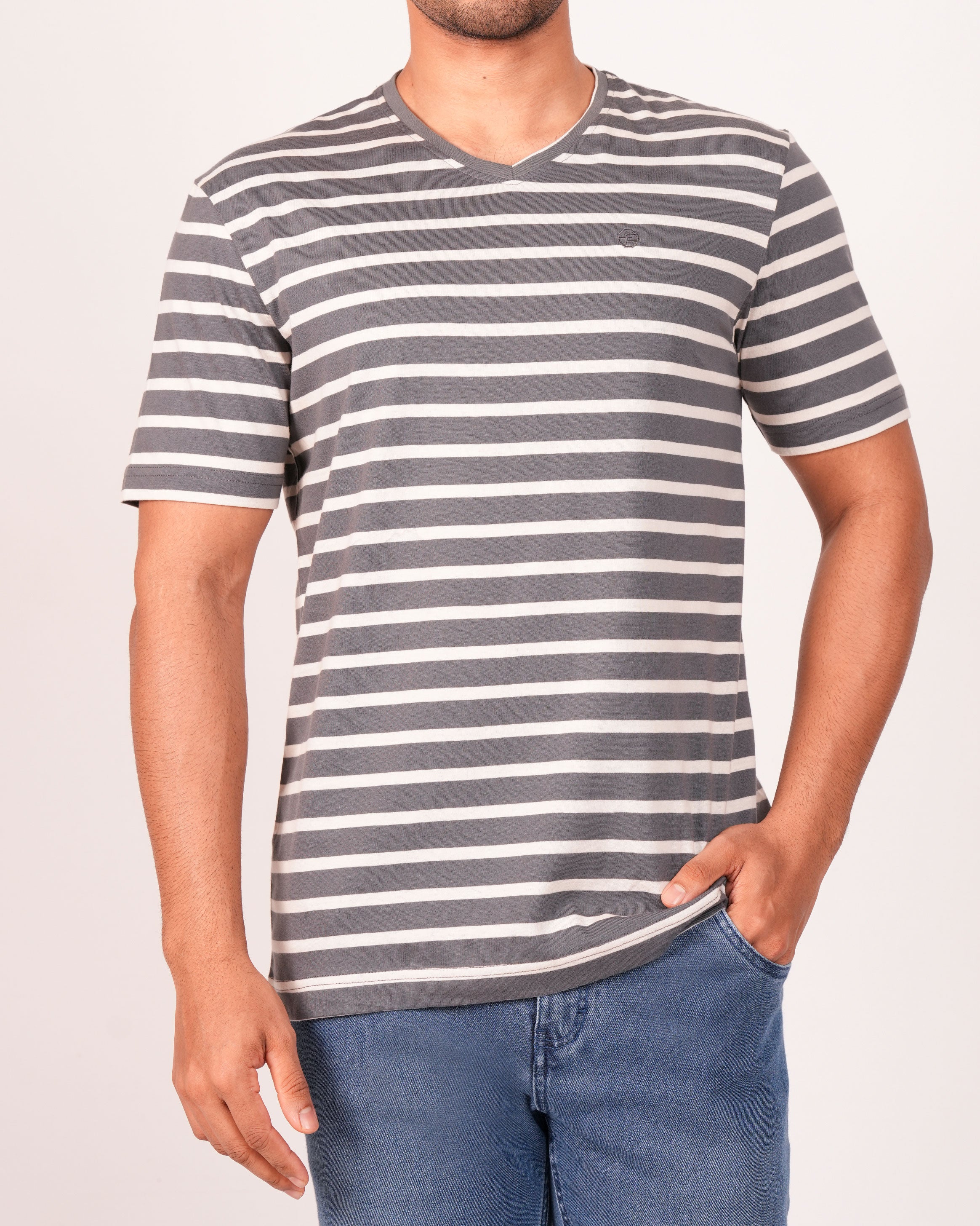 Emerald  V Neck Slim Fit-FOLKSTONE GREY