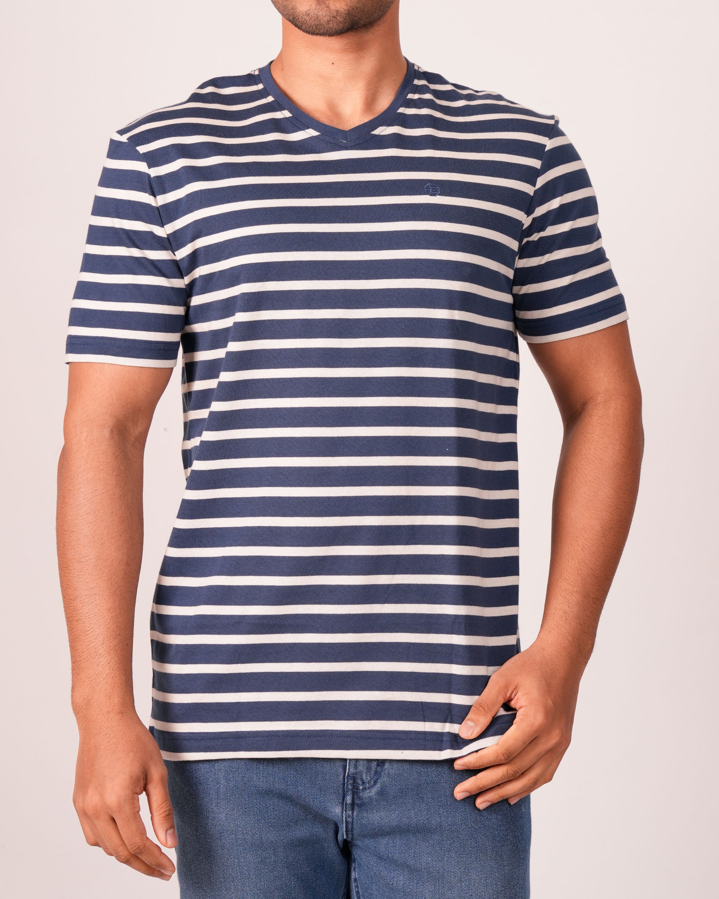 Emerald  V Neck Slim Fit-DARK BLUE