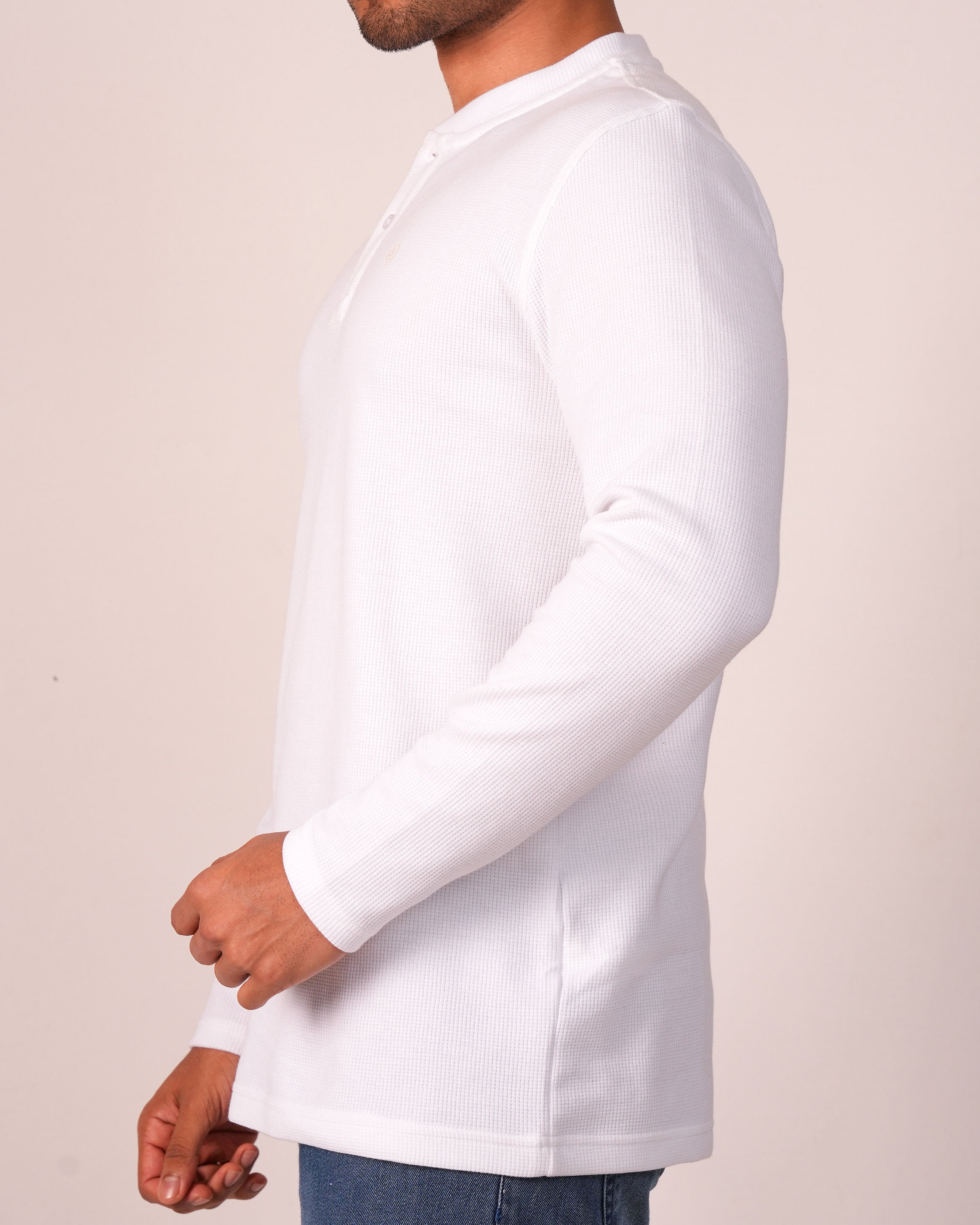 Emerald Henley Dobby Slim Fit-White