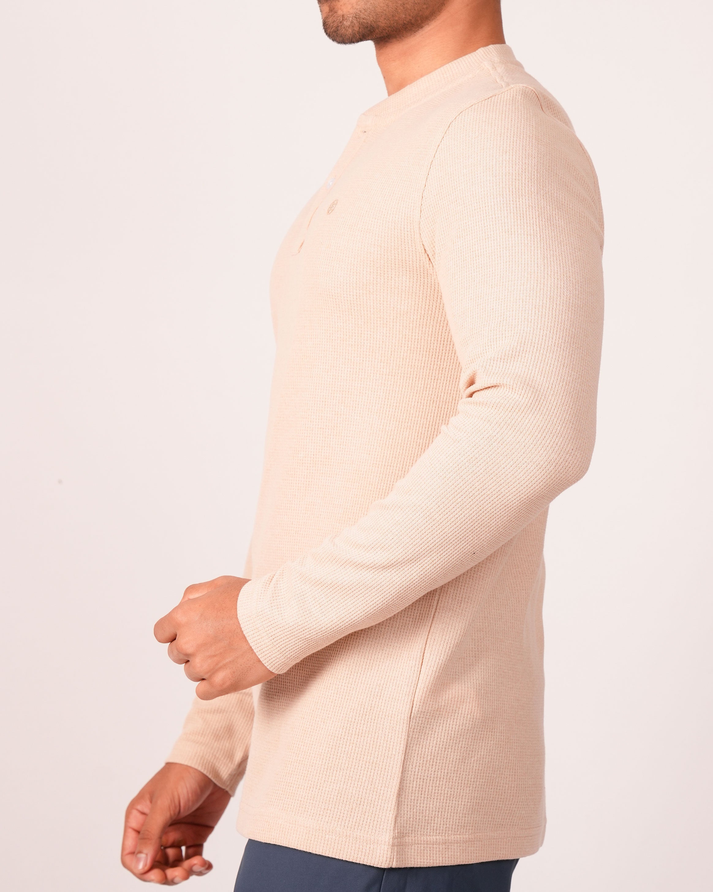 Emerald Henley Dobby Slim Fit-Tobacco Brown