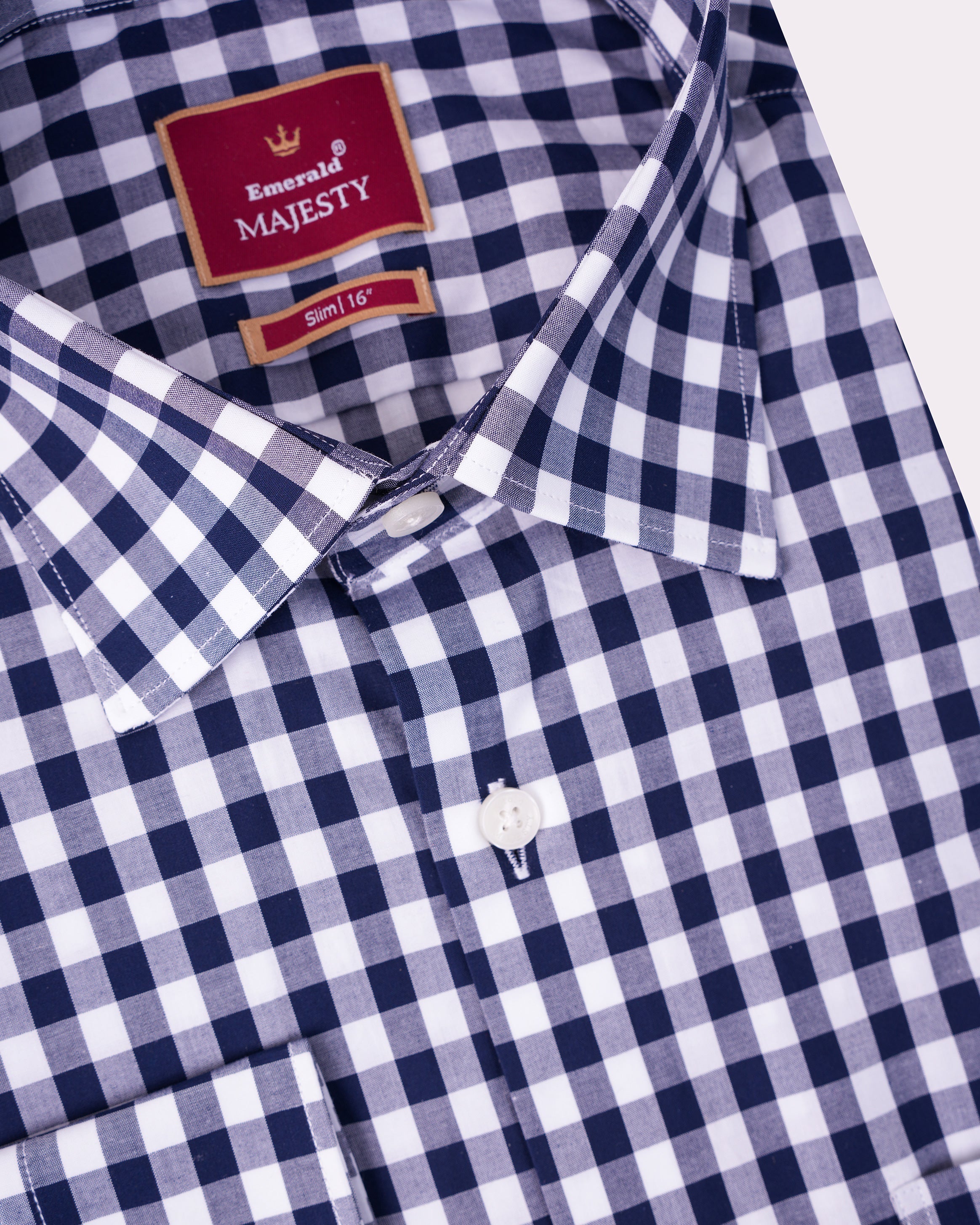 Emerald Majesty Checks Slim Fit-Royal