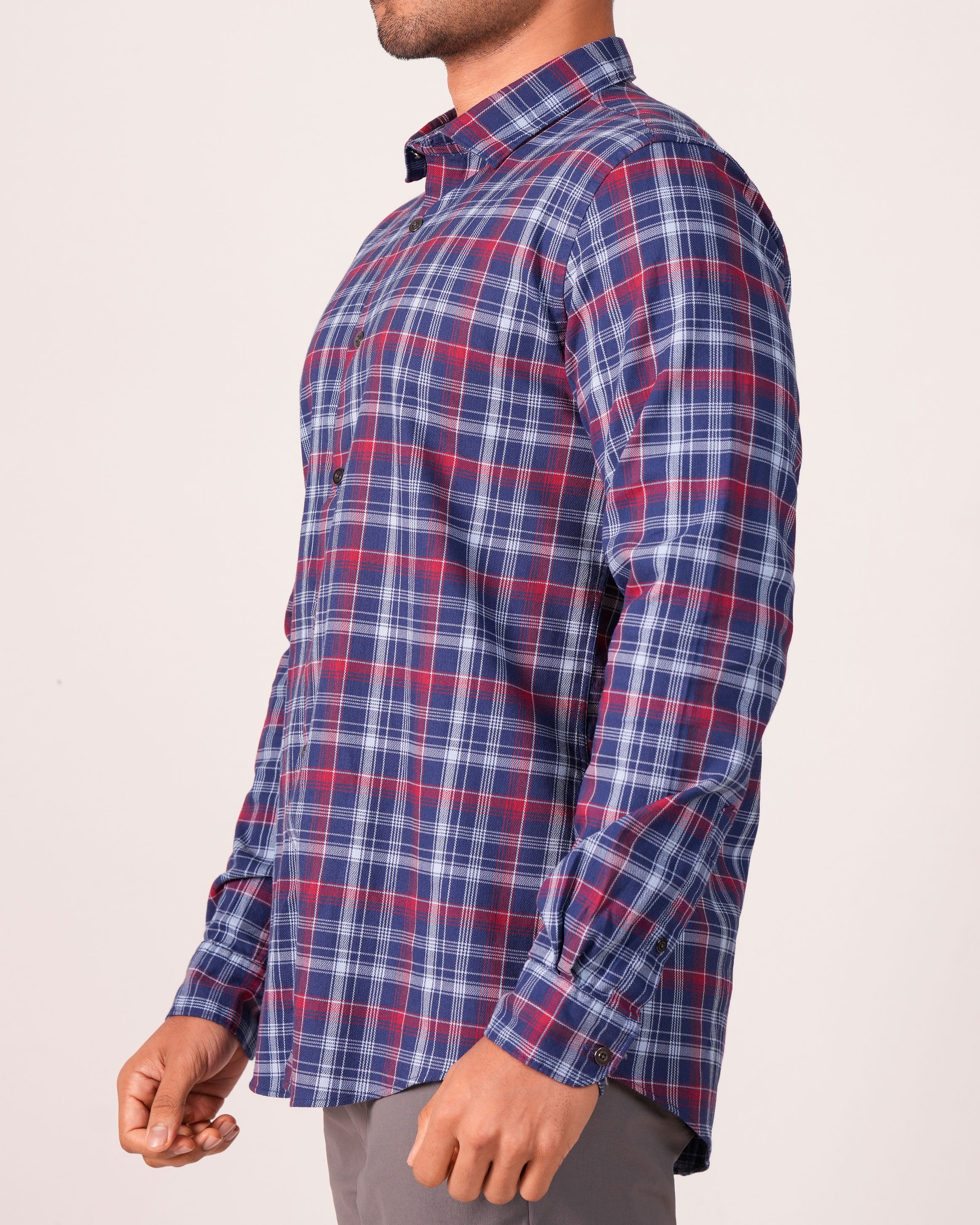 Emerald Casual Check Slim Fs -BLUE FAIENCE