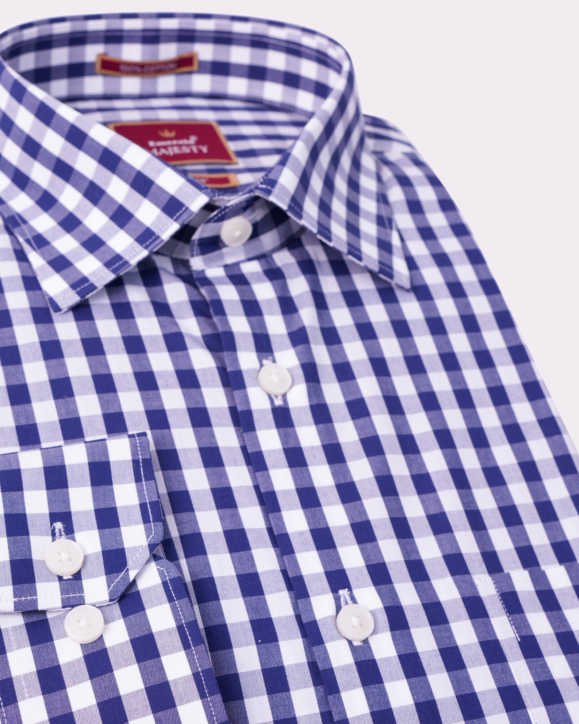 Emerald Majesty Checks Slim Fit-Navy