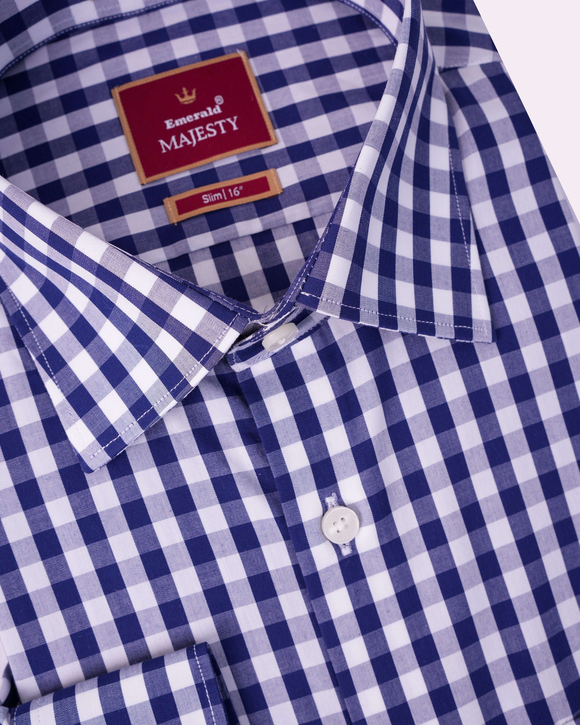 Emerald Majesty Checks Slim Fit-Navy