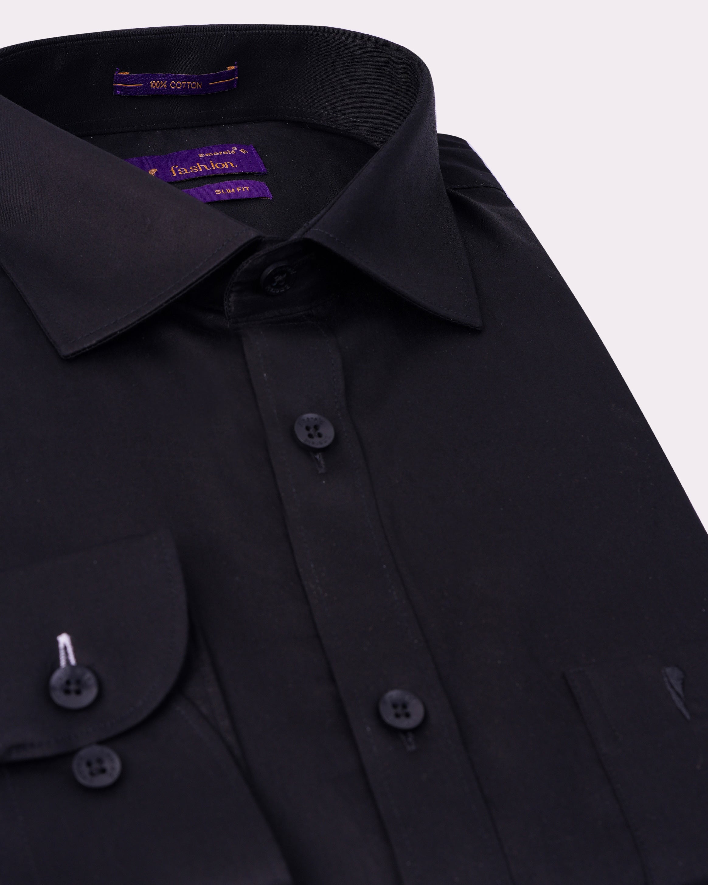 Emerald Fashion Plain Slim Fit-Black
