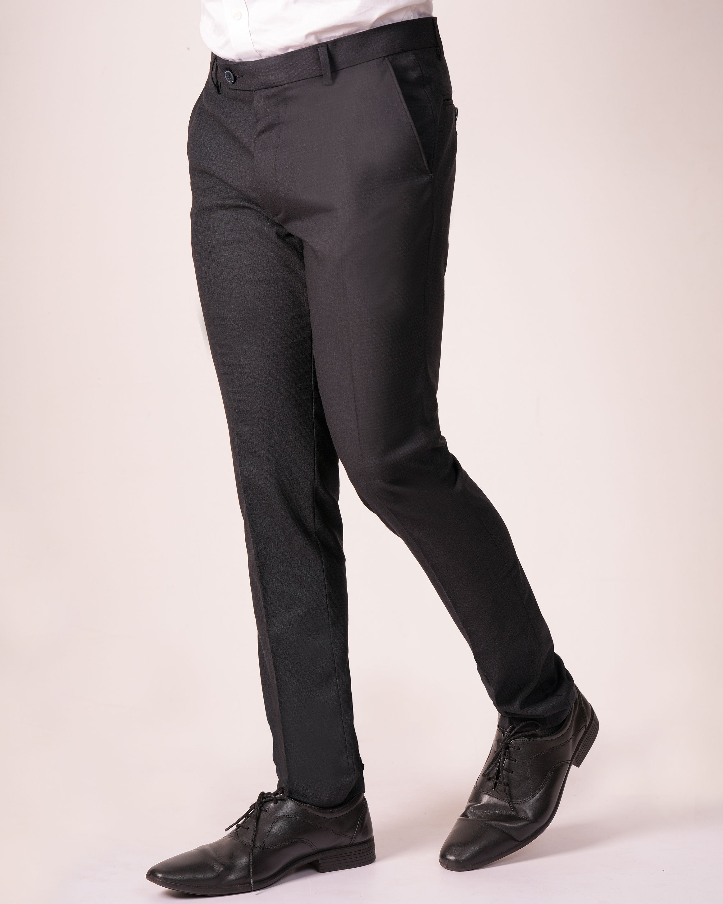 Emerald Formal Trouser Micro Checks Slim Fit-Estate Blue