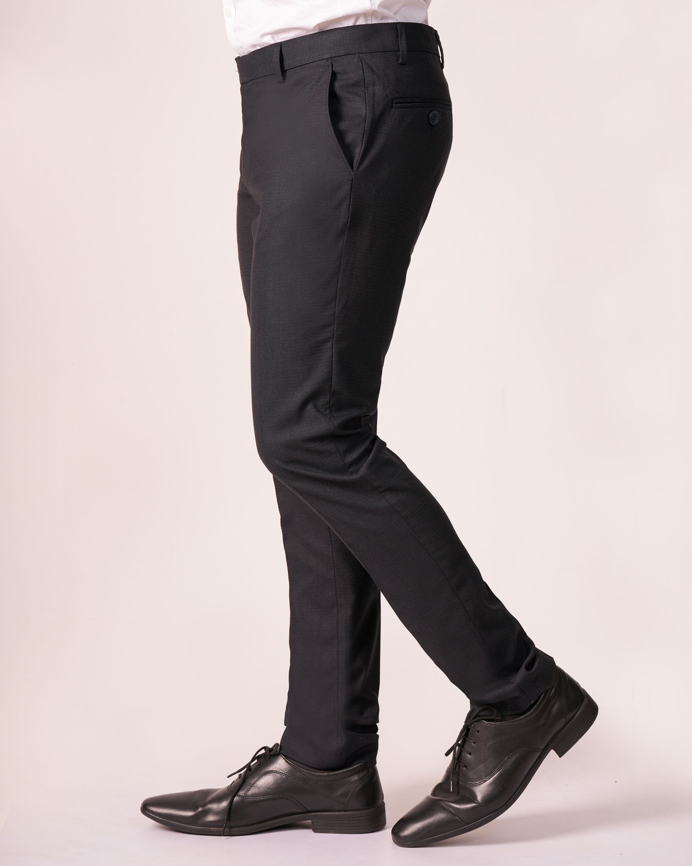 Emerald Formal Trouser Micro Checks Slim Fit-Estate Blue