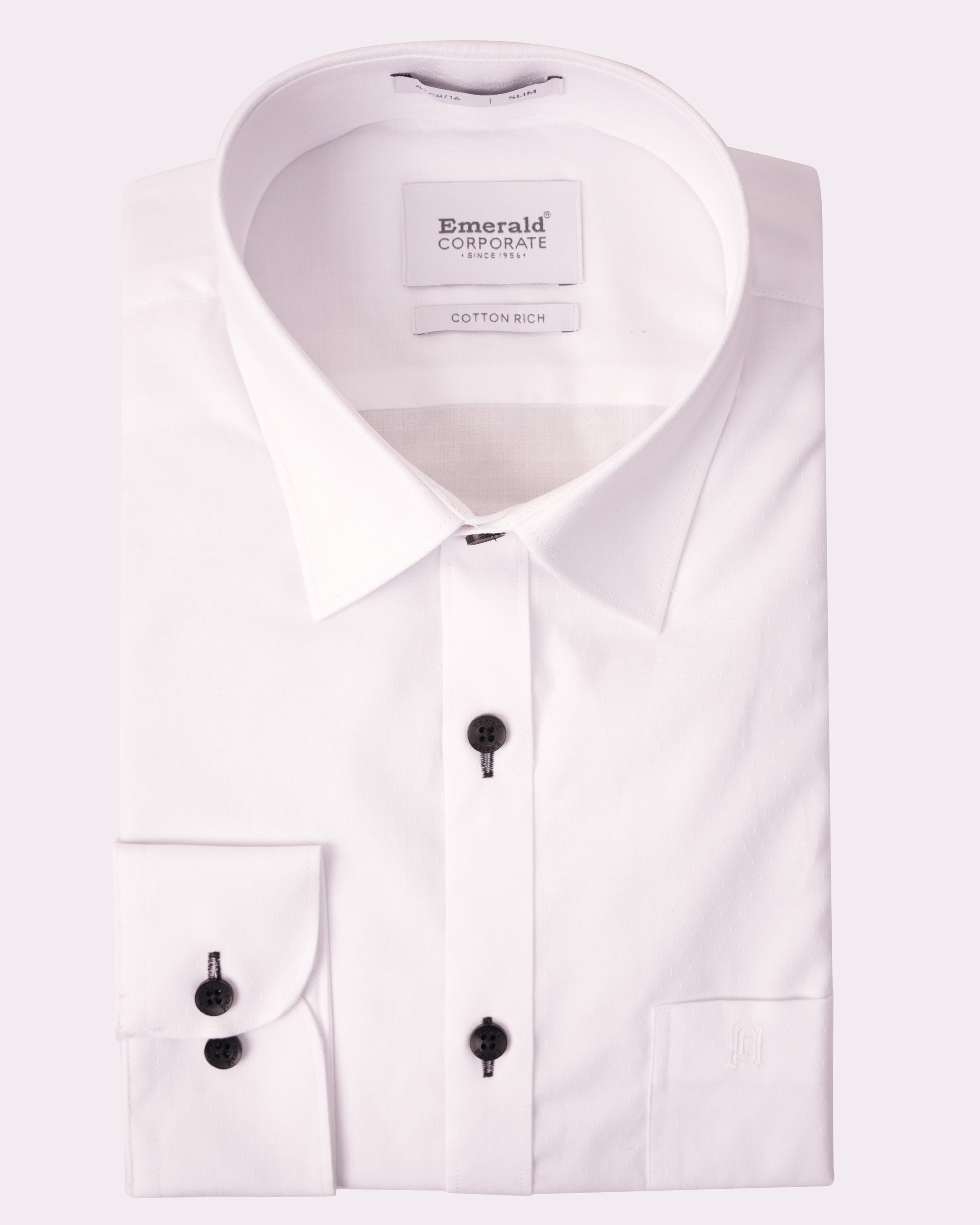 Emerald Corporate Dobby Slim Black Button Slim Fit-Ash