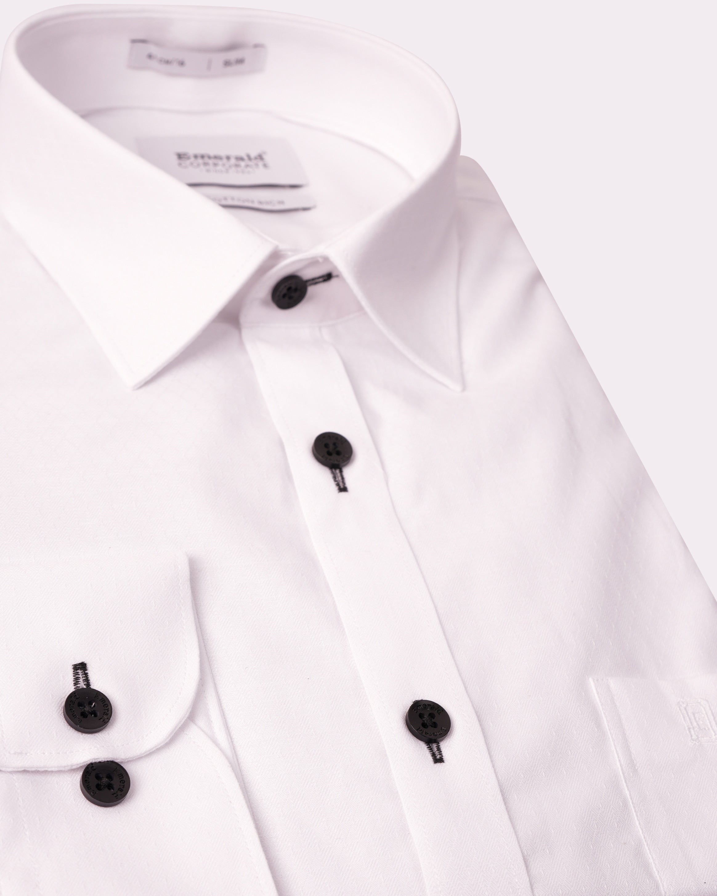 Emerald Corporate Dobby Slim Black Button Slim Fit-Ash