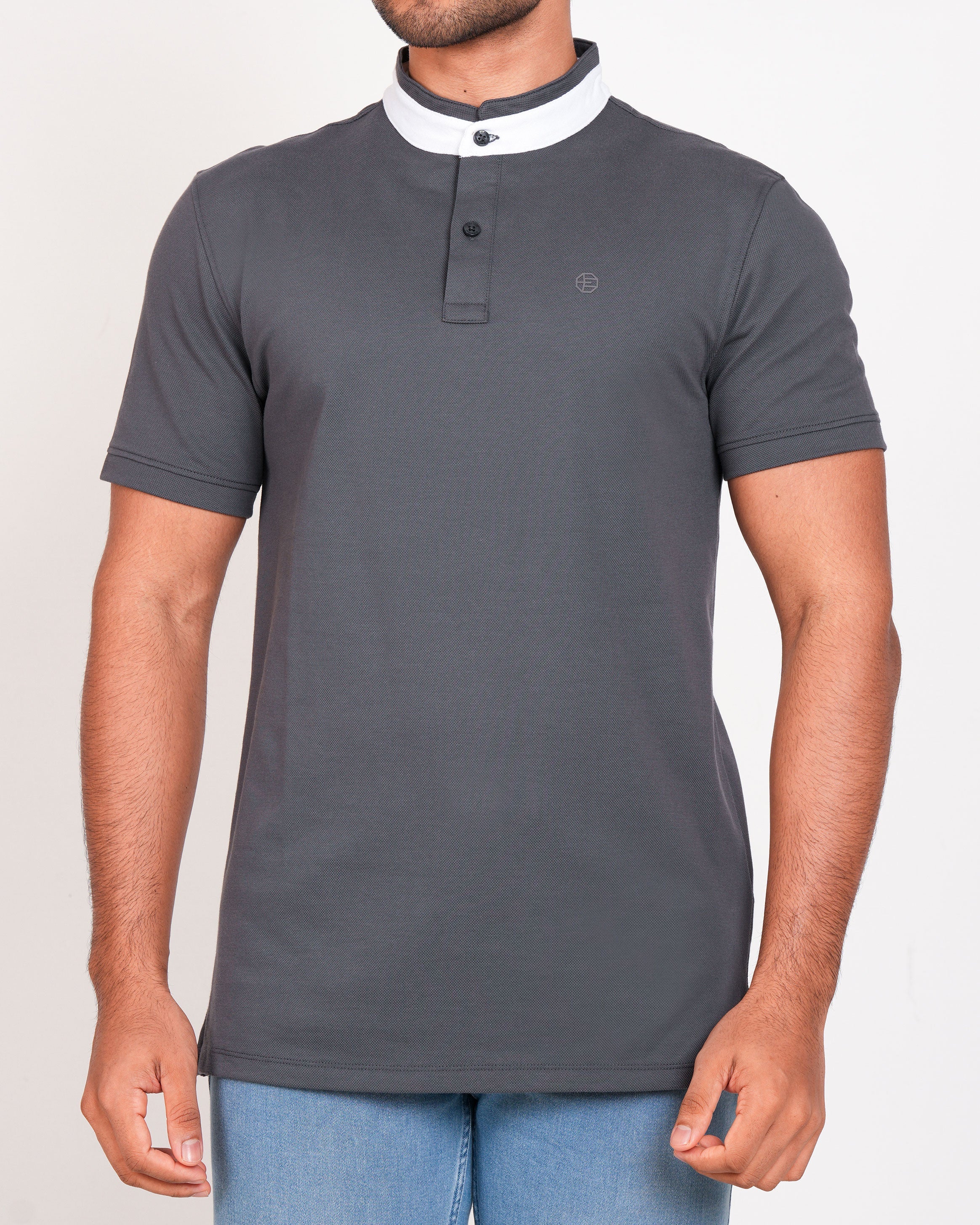 Polo Pique Solid Slim Fit-Castor Grey