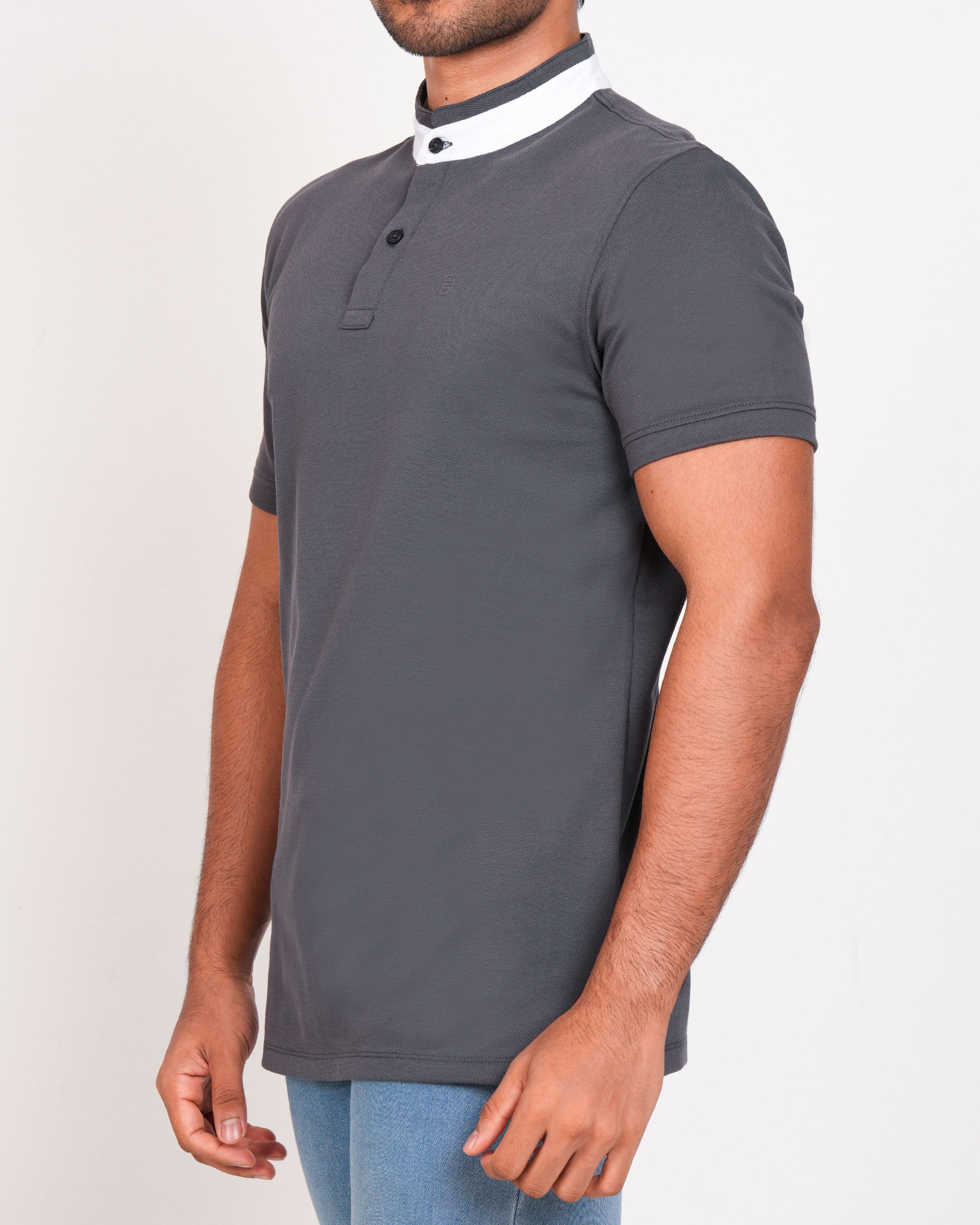 Polo Pique Solid Slim Fit-Castor Grey