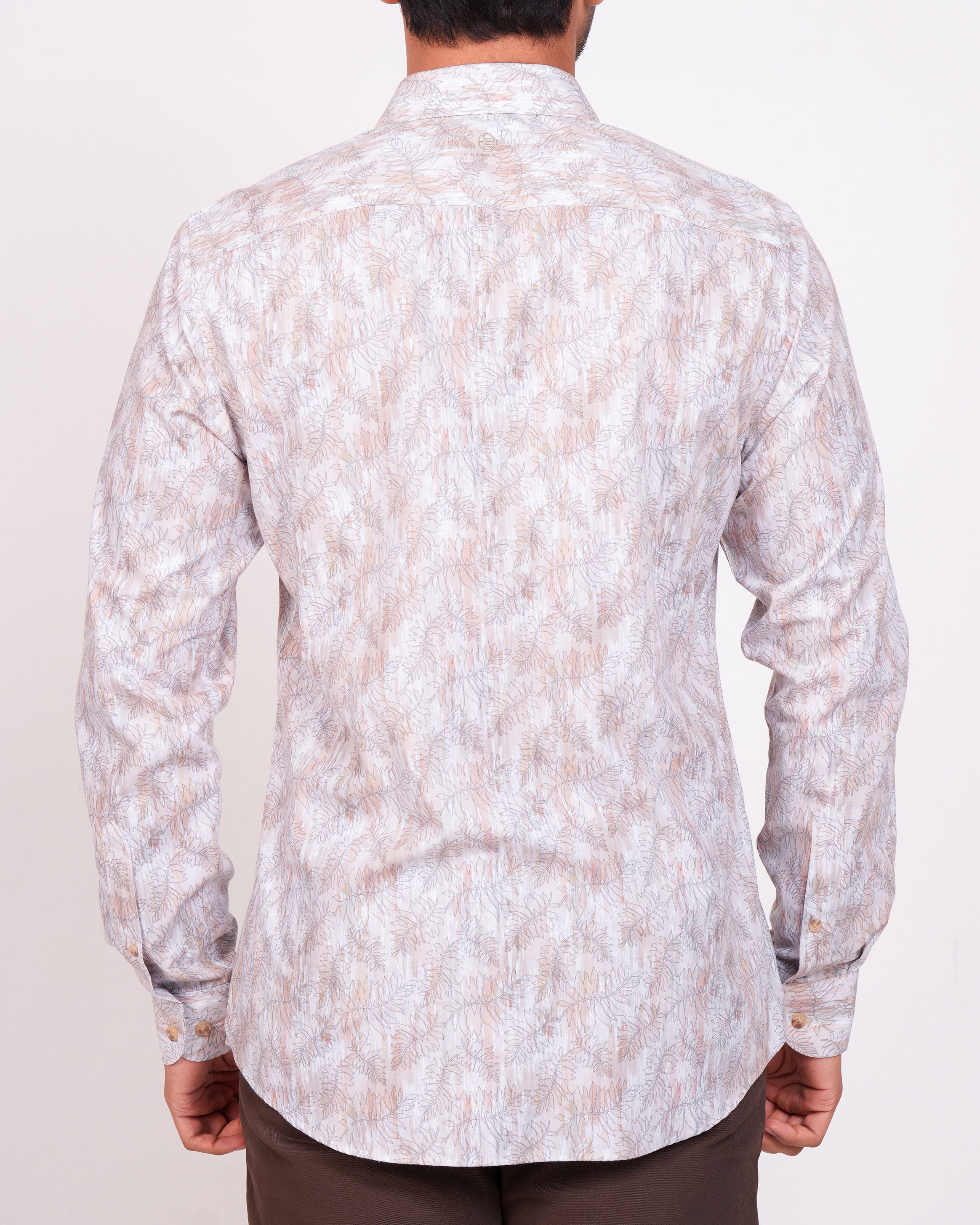 Emerald Casual Printed Slim Fit-Brown Doeskin