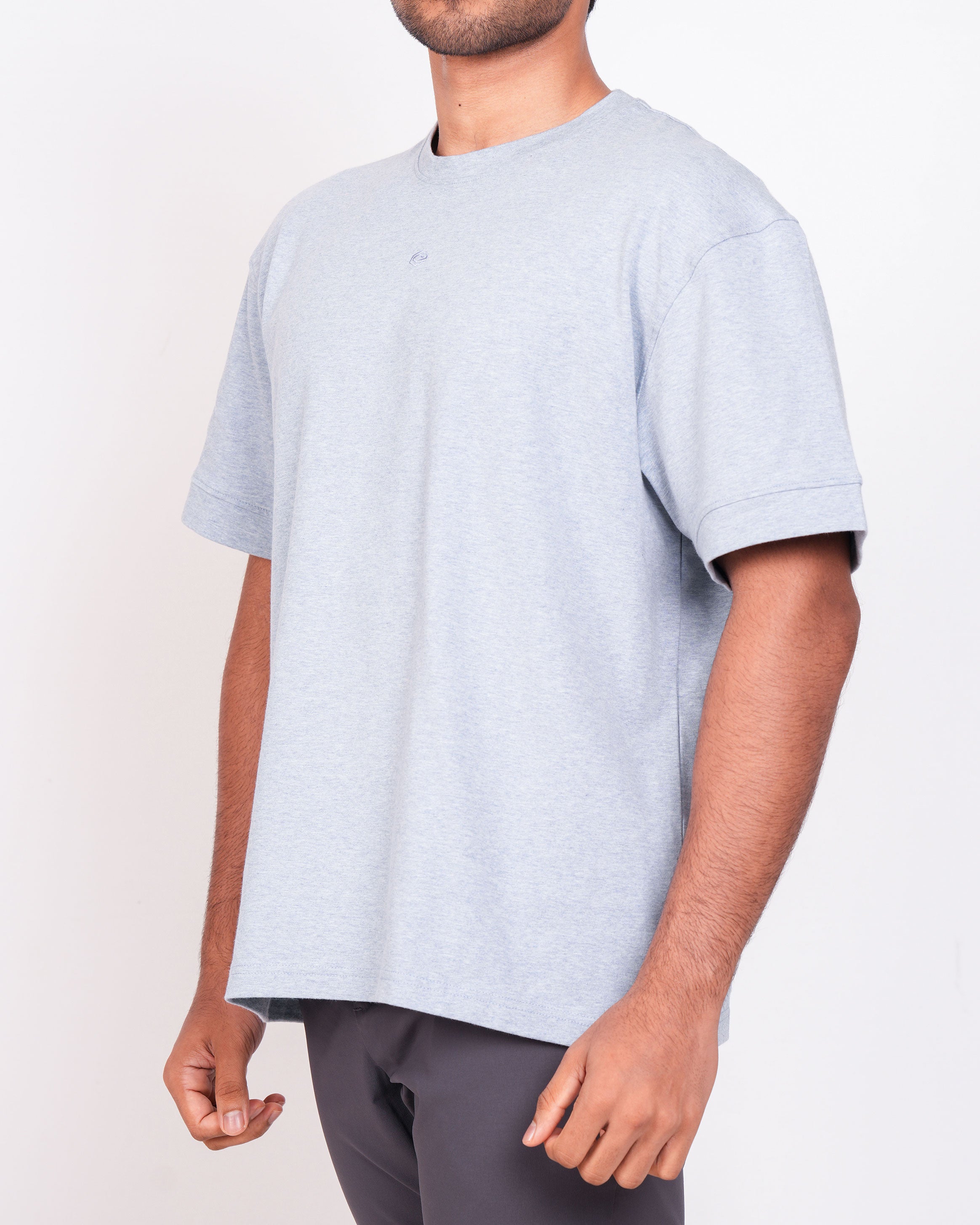 Emerald Oversized Crew Neck Tee-Cashmere Blue
