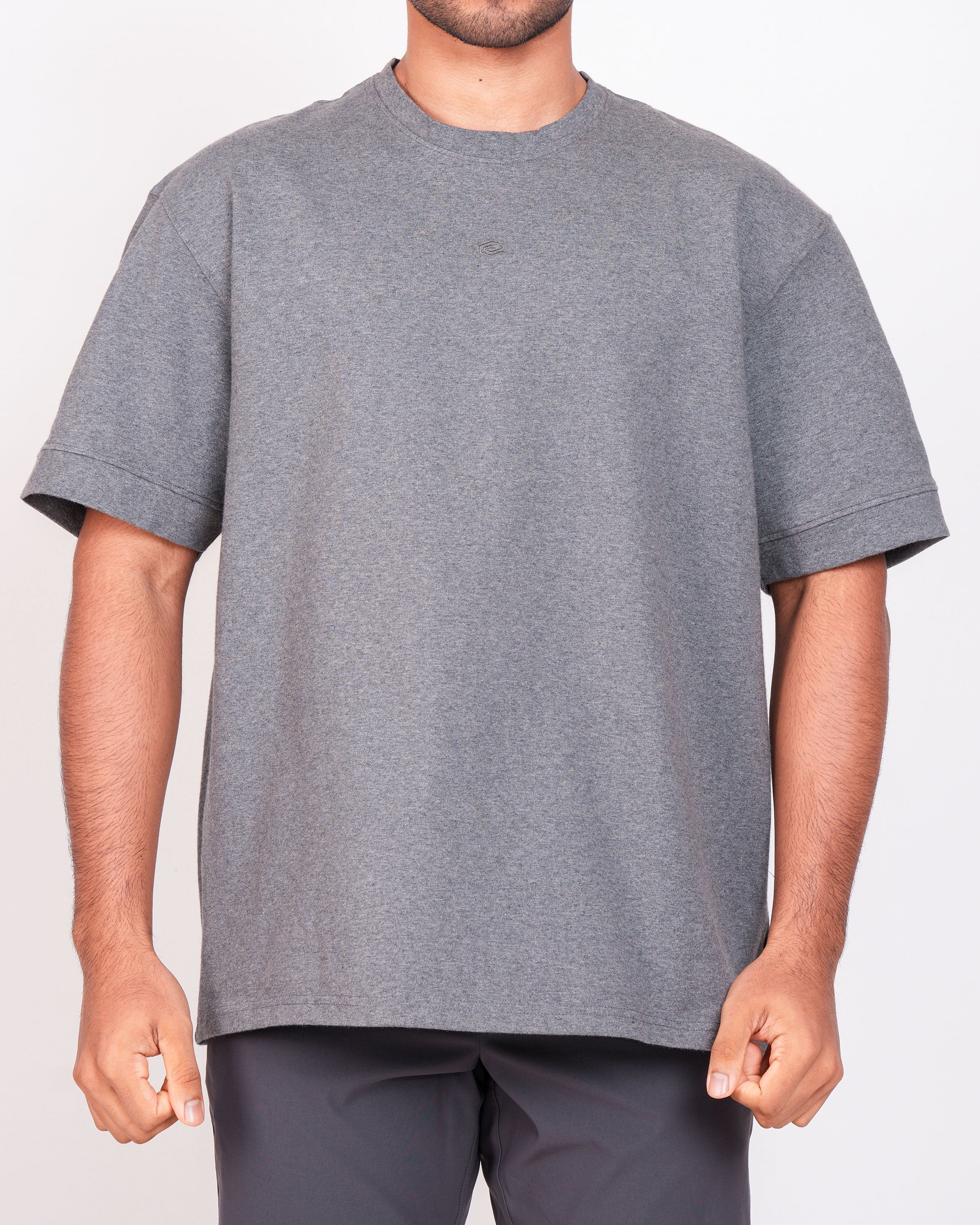 Emerald Oversized Crew Neck Tee-Charcoal
